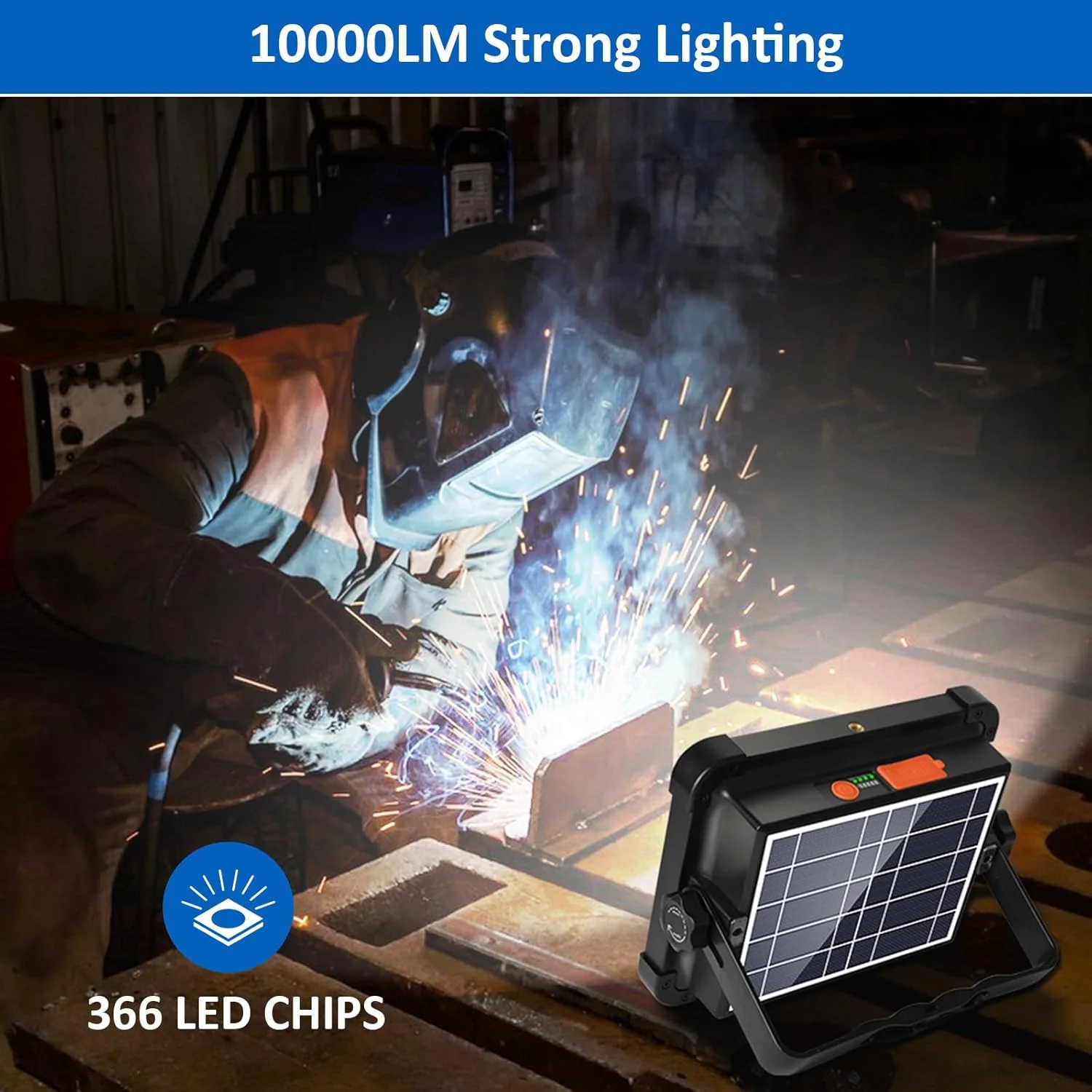 چراغ کار شارژی 100 وات Masmejor، چراغ کار LED خورشیدی قابل حمل 12000 میلی آمپر ساعت 10000 لومن با روشنایی بدون پله، چراغ کف LED قابل شارژ با باتری برای روشنایی اضطراری در زمان قطع برق چراغ کار شارژی 100 وات Masmejor، چراغ کار LED خورشیدی قابل حمل 12000 میلی آمپر ساعت 10000 لومن با روشنایی بدون پله، چراغ کف LED قابل شارژ با باتری برای روشنایی اضطراری در زمان قطع برق