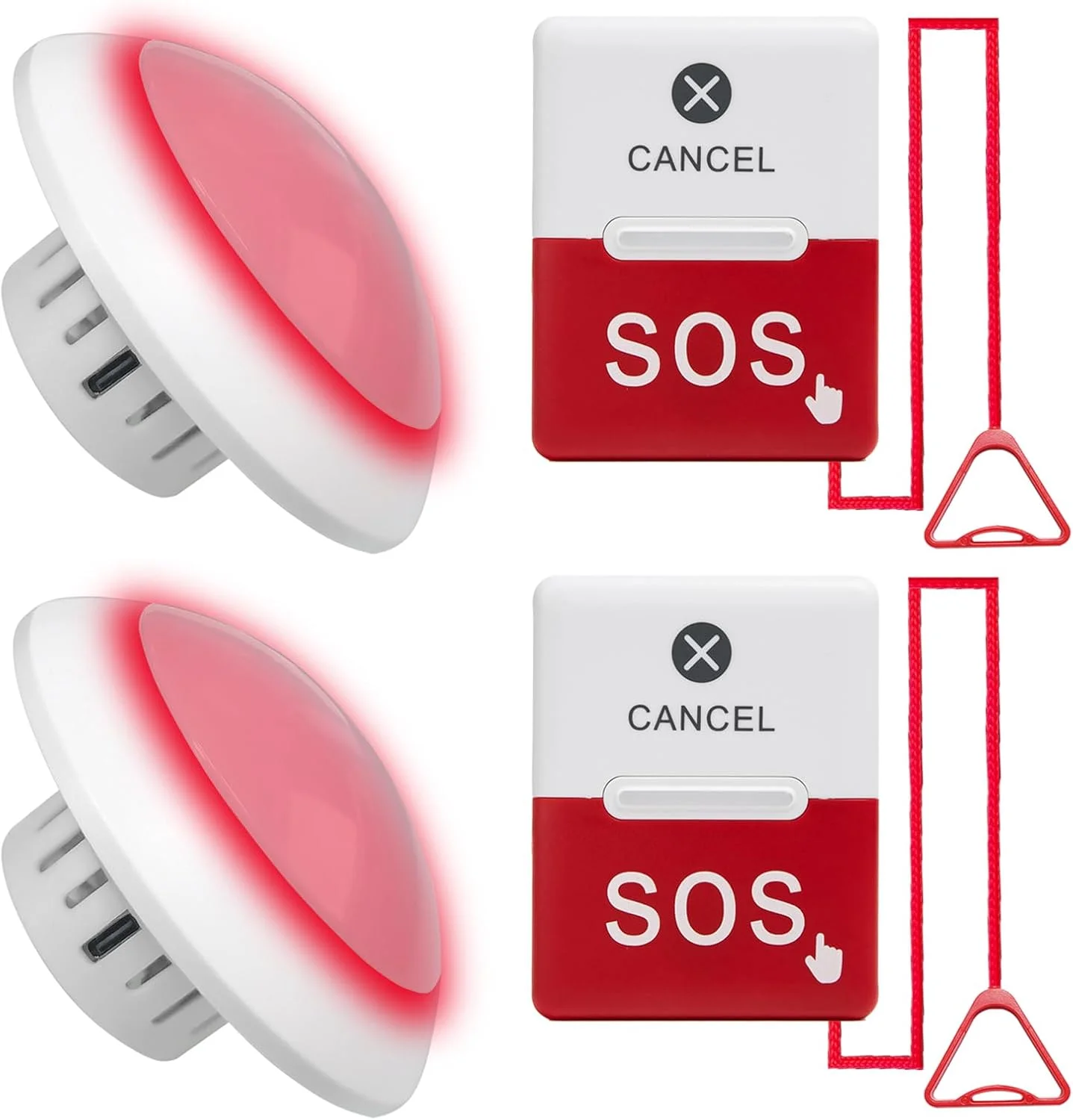 کیت آلارم توالت معلولین KOQICALL، پیجر مراقب 2 دکمه تماس اضطراری، 2 چراغ راهرو، گیرنده برای سالمندان / بیماران / کودکان / زنان باردار (K-4L+HC-P 2+2)