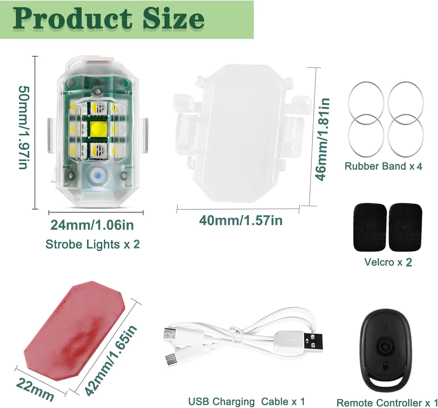 چراغ استروب بی سیم KEWAYO، 2 عدد، با ریموت کنترل، چراغ اضطراری LED ضد تصادف، 7 رنگ با روشنایی بالا، چراغ عقب سیگنال شبانه قابل شارژ USB، برای کامیون، موتور سیکلت، خودرو، پهپاد، دوچرخه