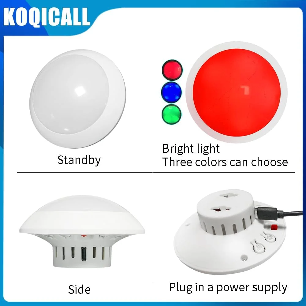 کیت آلارم توالت معلولین KOQICALL، پیجر مراقب 2 دکمه تماس اضطراری، 2 چراغ راهرو، گیرنده برای سالمندان / بیماران / کودکان / زنان باردار (K-4L+HC-P 2+2)