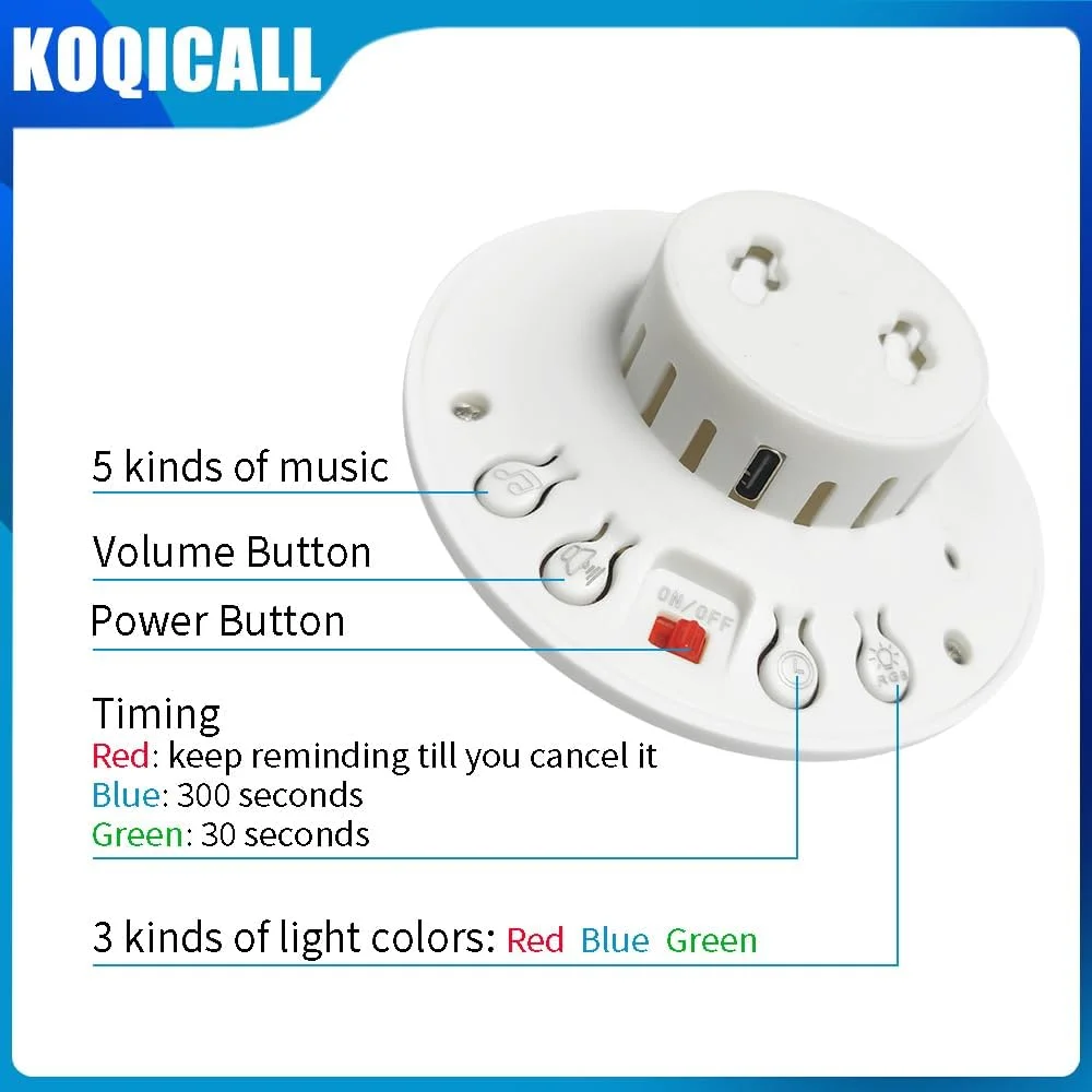 کیت آلارم توالت معلولین KOQICALL، پیجر مراقب 2 دکمه تماس اضطراری، 2 چراغ راهرو، گیرنده برای سالمندان / بیماران / کودکان / زنان باردار (K-4L+HC-P 2+2)