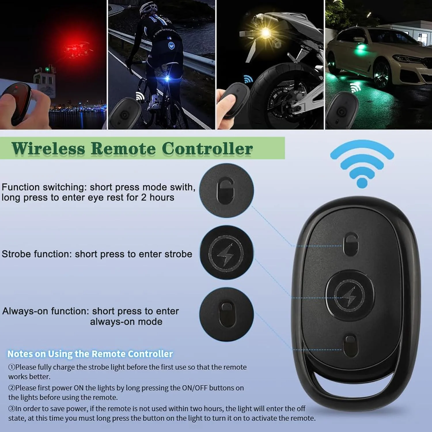 چراغ استروب بیسیم KEWAYO، 4 عدد چراغ اضطراری LED ضد برخورد با کنترل از راه دور، چراغ عقب سیگنال شبانه قابل شارژ USB با 7 رنگ و روشنایی بالا، برای کامیون، موتورسیکلت، ماشین، پهپاد و دوچرخه چراغ استروب بیسیم KEWAYO، 4 عدد چراغ اضطراری LED ضد برخورد با کنترل از راه دور، چراغ عقب سیگنال شبانه قابل شارژ USB با 7 رنگ و روشنایی بالا، برای کامیون، موتورسیکلت، ماشین، پهپاد و دوچرخه