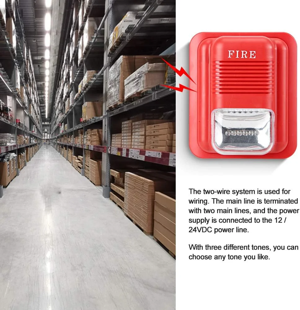 آژیر خطر آتش سوزی صوتی و نوری Dioche DC12V/24V، سیستم امنیتی منزل برای خانه، دفتر، هتل و غیره، مناسب برای شرایط اضطراری کمک های اولیه