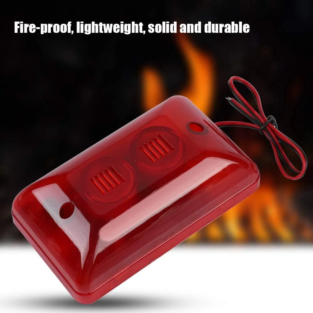 آژیر فلاشر سیمی 12 ولت 15 وات Dioche، سیستم آلارم صوتی و نوری، آژیر فلاشر چراغ قرمز 120dB برای امنیت خانه