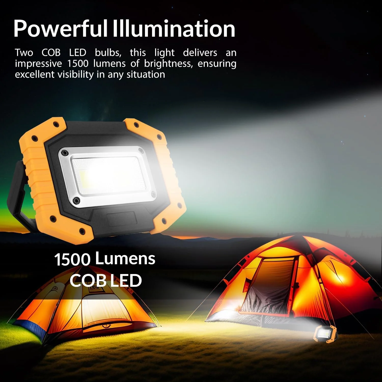 چراغ کار ال ای دی COB شارژی 30 وات LEVADA PLUS – 1500 لومن، باتری 6000 میلی آمپر ساعت، ضد آب IP65 – ایده آل برای کمپینگ در فضای باز، پیاده روی و استفاده اضطراری (بسته 2 عددی)