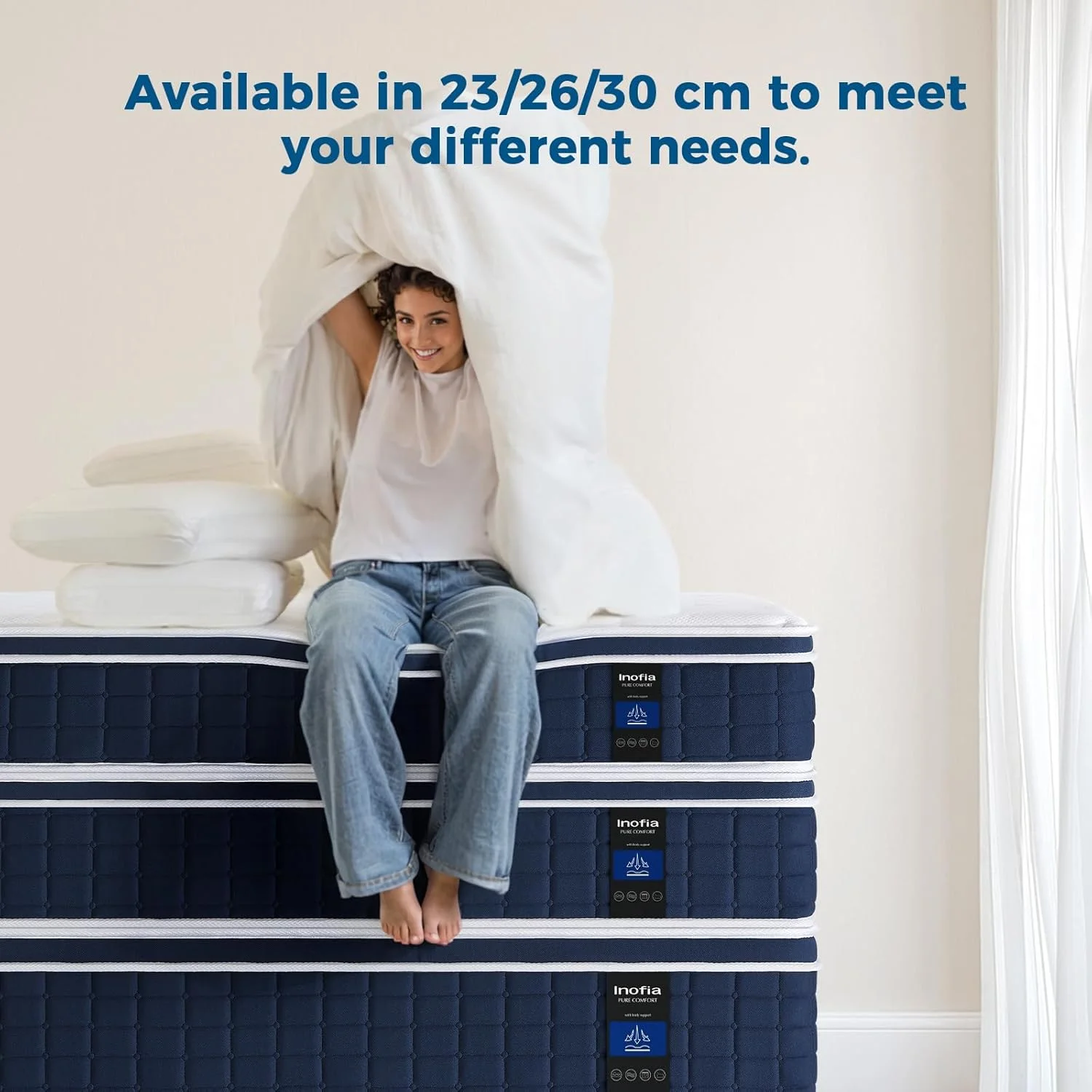 تشک هیبریدی Inofia Sleep Ace Pro، ابعاد 160×200 سانتی متر، ارتفاع 30 سانتی متر، درجه H2، تشک فنری پاکتی 7 ناحیه ای با پارچه تنفسی و کاهش فشار تشک هیبریدی Inofia Sleep Ace Pro، ابعاد 160×200 سانتی متر، ارتفاع 30 سانتی متر، درجه H2، تشک فنری پاکتی 7 ناحیه ای با پارچه تنفسی و کاهش فشار