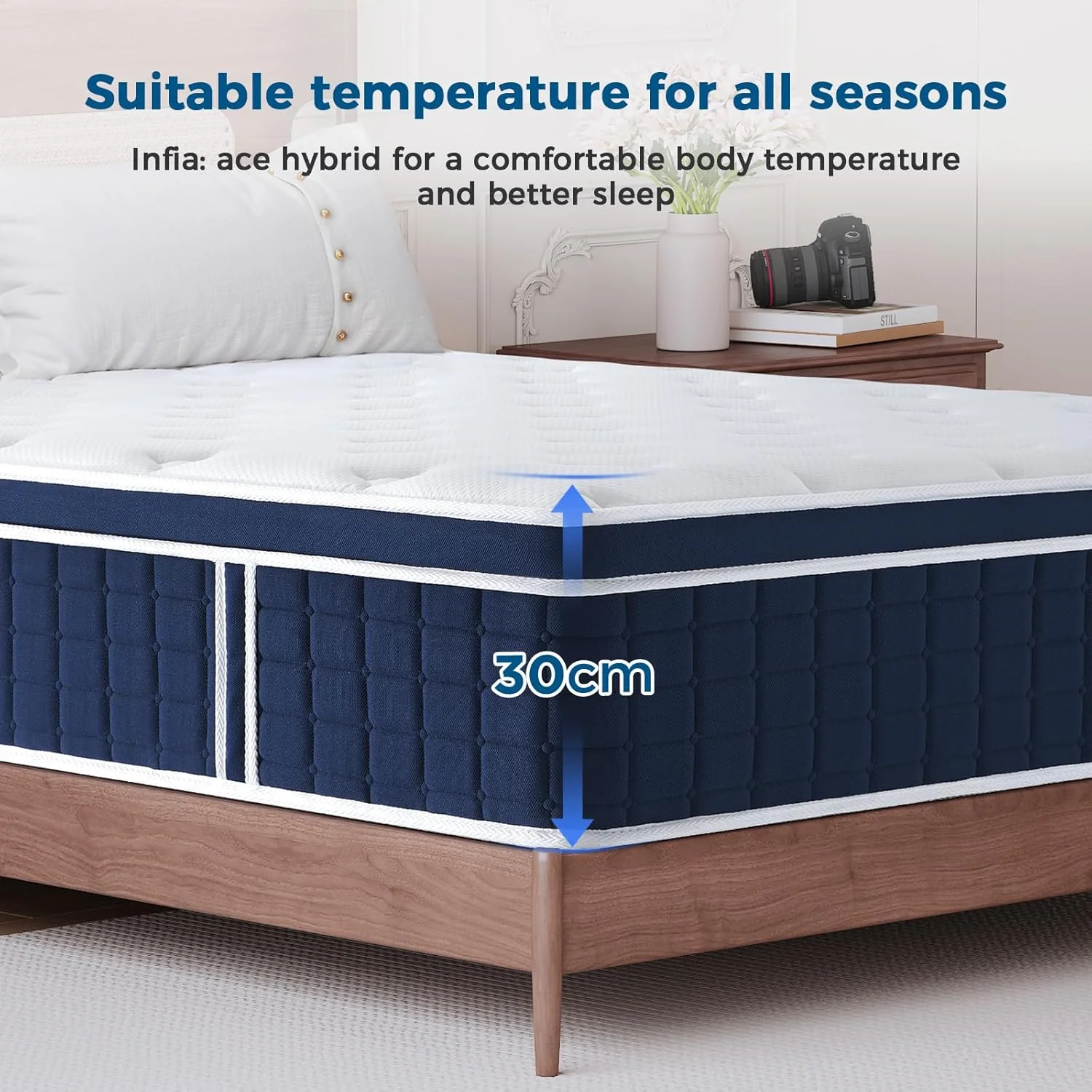 تشک هیبریدی Inofia Sleep Ace Pro، ابعاد 160×200 سانتی متر، ارتفاع 30 سانتی متر، درجه H2، تشک فنری پاکتی 7 ناحیه ای با پارچه تنفسی و کاهش فشار تشک هیبریدی Inofia Sleep Ace Pro، ابعاد 160×200 سانتی متر، ارتفاع 30 سانتی متر، درجه H2، تشک فنری پاکتی 7 ناحیه ای با پارچه تنفسی و کاهش فشار