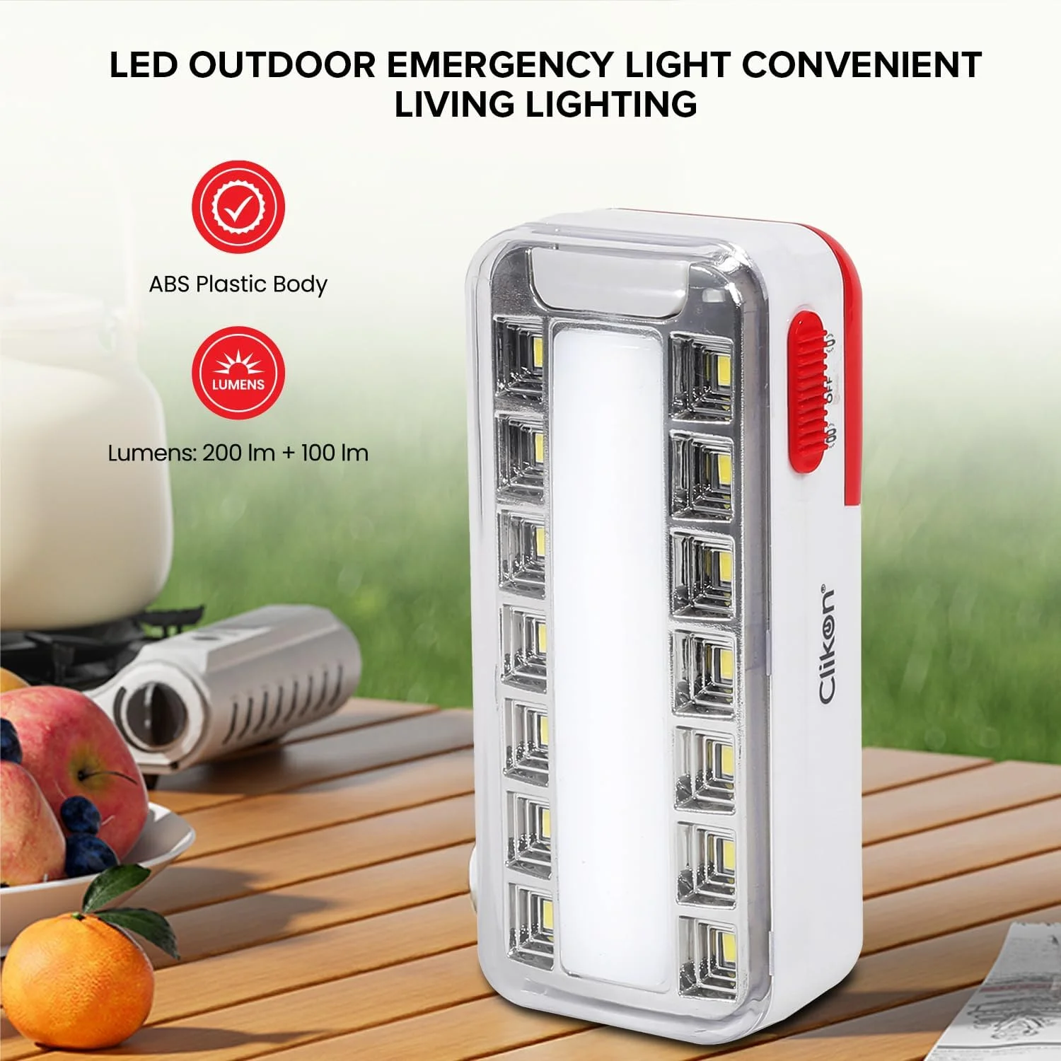 چراغ اضطراری LED شارژی Clikon با نشانگر شارژ، بدنه ABS بادوام، طراحی جمع و جور، قطع خودکار، سفید و قرمز - CK7030 چراغ اضطراری LED شارژی Clikon با نشانگر شارژ، بدنه ABS بادوام، طراحی جمع و جور، قطع خودکار، سفید و قرمز - CK7030