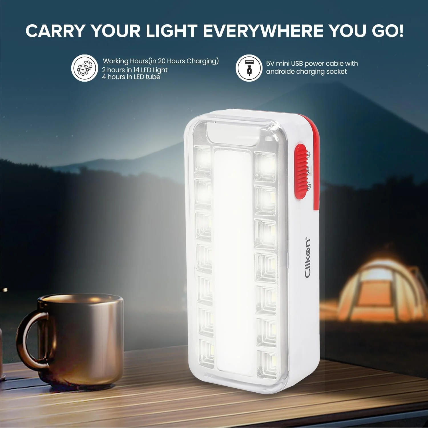 چراغ اضطراری LED شارژی Clikon با نشانگر شارژ، بدنه ABS بادوام، طراحی جمع و جور، قطع خودکار، سفید و قرمز - CK7030 چراغ اضطراری LED شارژی Clikon با نشانگر شارژ، بدنه ABS بادوام، طراحی جمع و جور، قطع خودکار، سفید و قرمز - CK7030