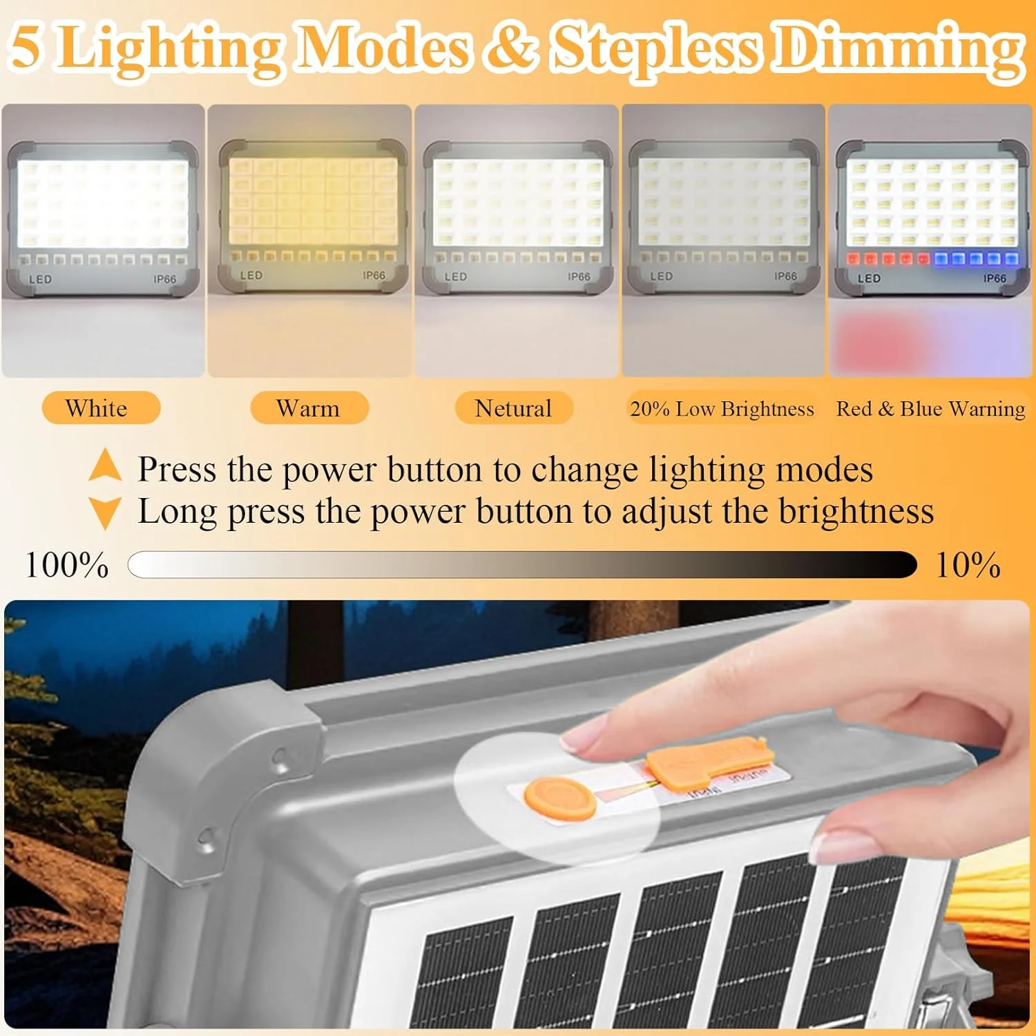 چراغ کار خورشیدی LED قابل حمل BOYKIM، 100 وات 10000 لومن، باتری قابل شارژ، 5 حالت و روشنایی بدون پله، ضد آب IP66، چراغ خورشیدی مغناطیسی برای کمپینگ، محل کار، تعمیرات اضطراری خودرو چراغ کار خورشیدی LED قابل حمل BOYKIM، 100 وات 10000 لومن، باتری قابل شارژ، 5 حالت و روشنایی بدون پله، ضد آب IP66، چراغ خورشیدی مغناطیسی برای کمپینگ، محل کار، تعمیرات اضطراری خودرو