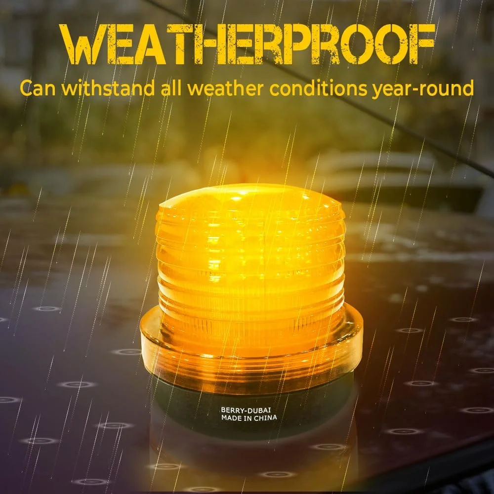 چراغ هشدار چرخشی 360 درجه بری با 64 LED، چراغ خطر مغناطیسی 12-24 ولت برای وسایل نقلیه ساختمانی، برف روب ها، کامیون های یدک کش و خودروهای پستی (زرد، 1 عدد)
