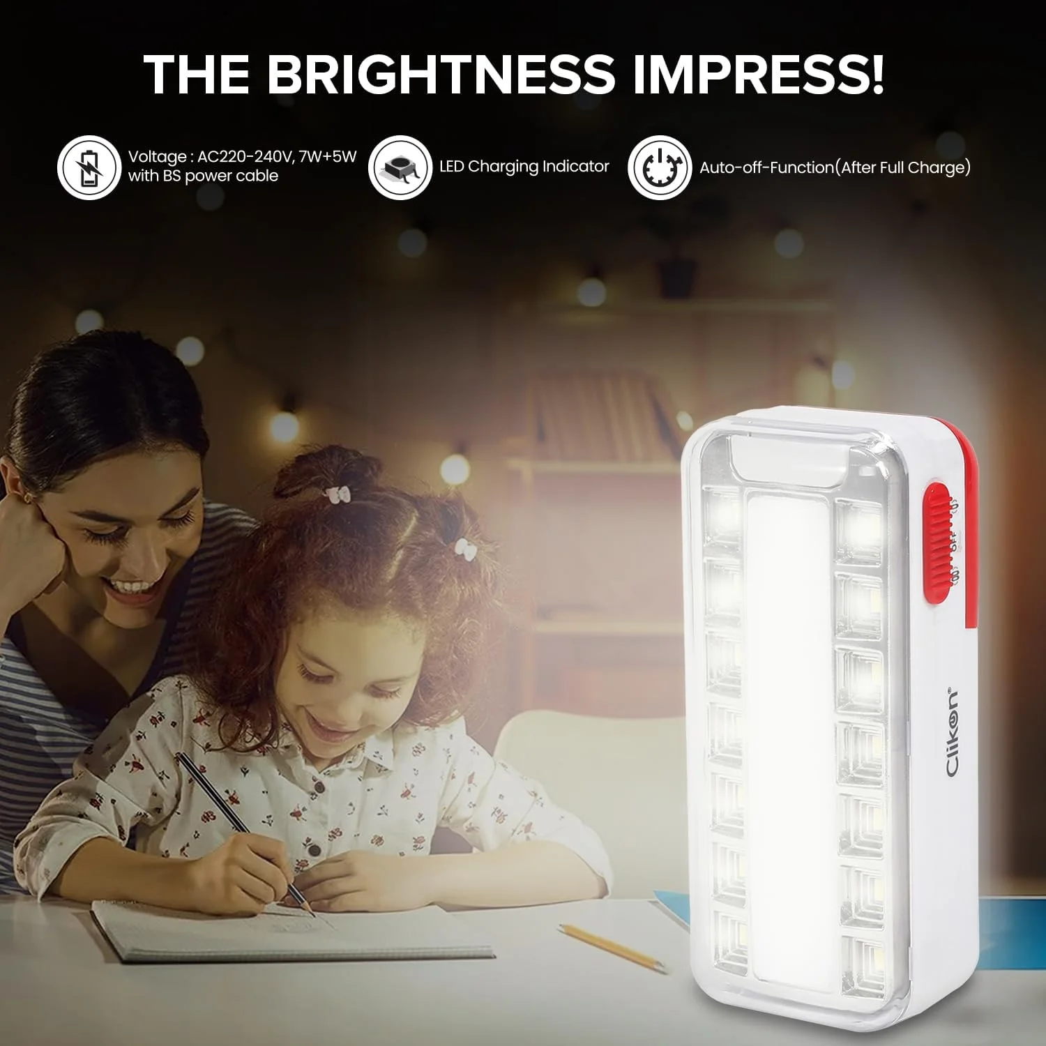 چراغ اضطراری LED شارژی Clikon با نشانگر شارژ، بدنه ABS بادوام، طراحی جمع و جور، قطع خودکار، سفید و قرمز - CK7030 چراغ اضطراری LED شارژی Clikon با نشانگر شارژ، بدنه ABS بادوام، طراحی جمع و جور، قطع خودکار، سفید و قرمز - CK7030