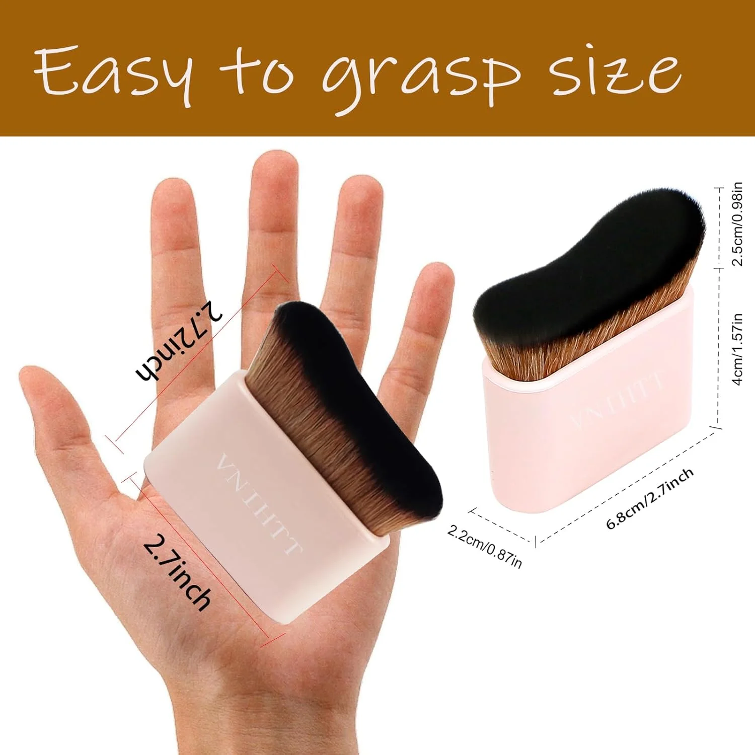 برس برنزه کننده خودکار VNIHTT - برس اپلیکاتور برنزه کننده خودکار - برس کابوکی برای بدن، برس آرایشی فونداسیون برای برنزه کردن مصنوعی، برس ضد آفتاب برای بهترین نتیجه