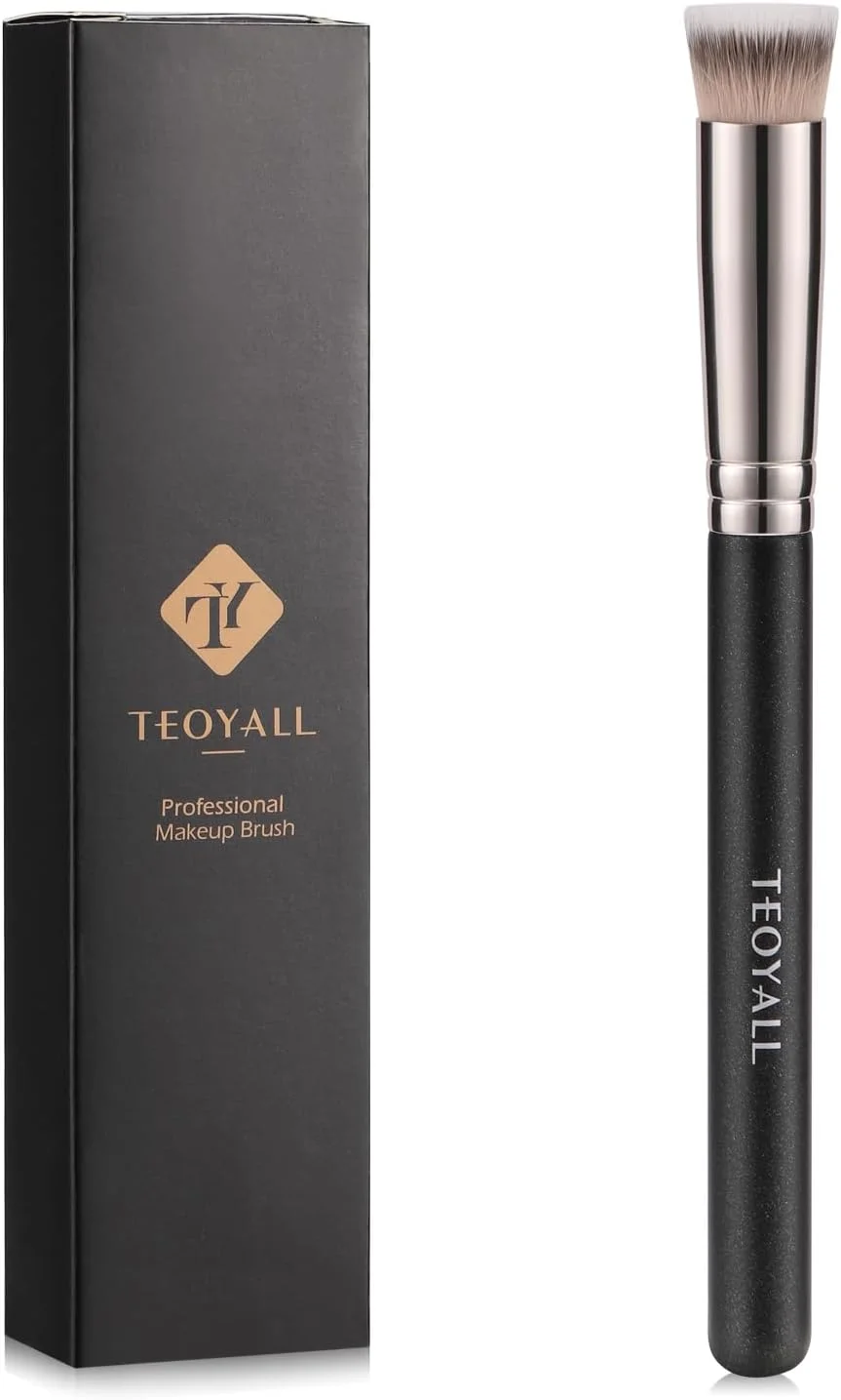 براش کانسیلر و رژگونه سر صاف TEOYALL، براش کابوکی مصنوعی برای ترکیب، تثبیت و پرداخت مواد آرایشی مایع، کرمی و پودری (براش سر صاف)