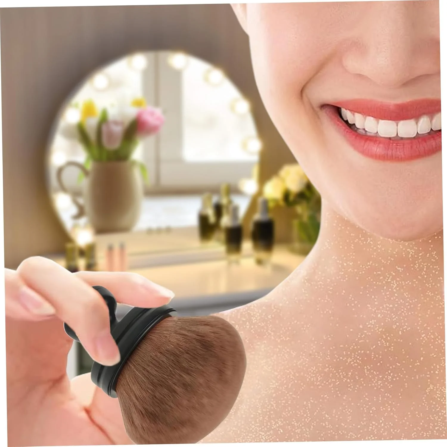 براش برنزه کننده، براش بزرگ آرایش بدن، قطر 7.4 سانتی متر، سر پهن، کابوکی بیضی شکل، اپلیکاتور قابل حمل پوست برای پاها/بازوها براش برنزه کننده، براش بزرگ آرایش بدن، قطر 7.4 سانتی متر، سر پهن، کابوکی بیضی شکل، اپلیکاتور قابل حمل پوست برای پاها/بازوها
