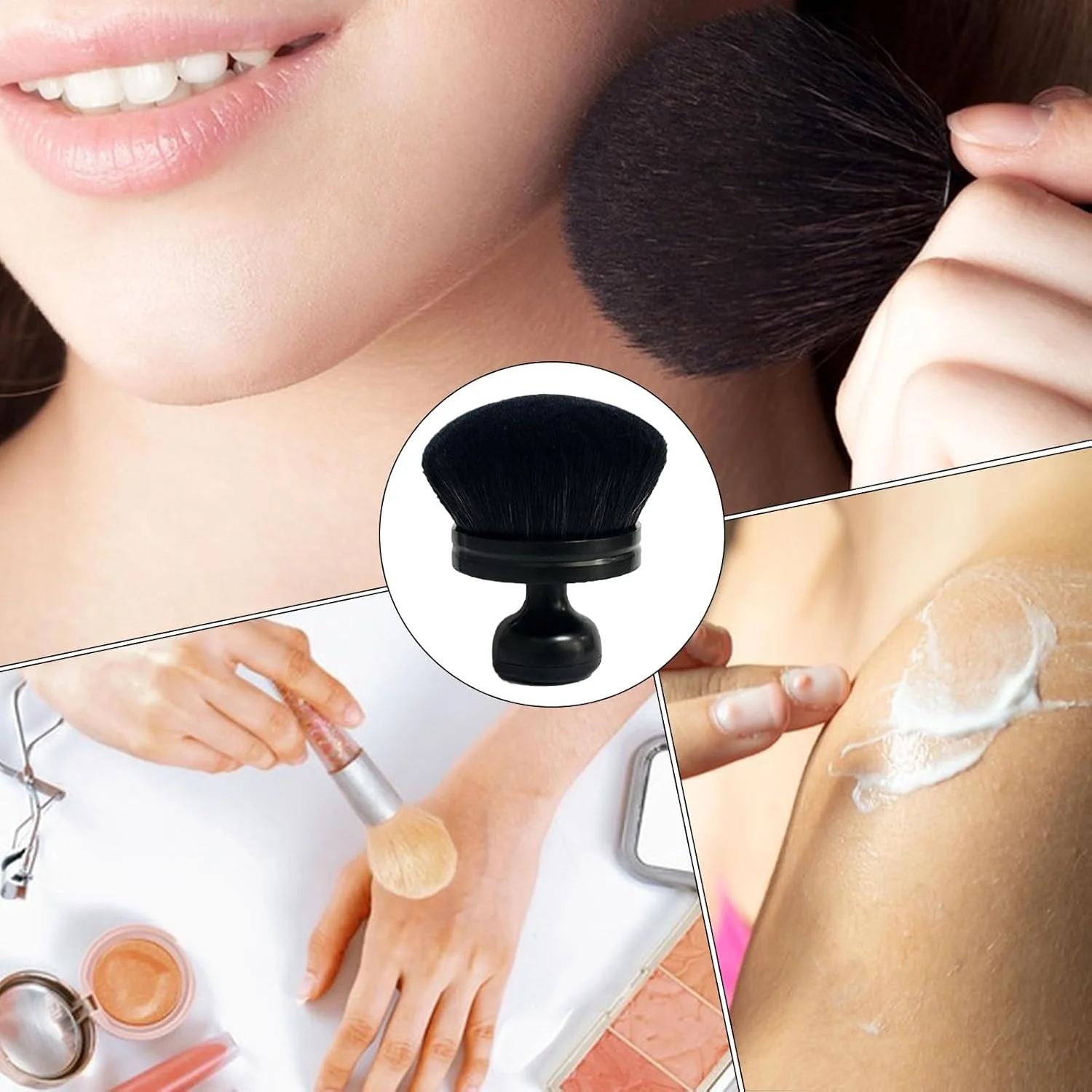 براش آرایشی بزرگ بدنه برای برنزه کردن، اپلیکاتور بیضی شکل برای پشت، براش پهن برای برنزه کردن، براش ترکیب کننده فوری برنزه کننده برای کرم ضد آفتاب صورت و پا (مشکی) براش آرایشی بزرگ بدنه برای برنزه کردن، اپلیکاتور بیضی شکل برای پشت، براش پهن برای برنزه کردن، براش ترکیب کننده فوری برنزه کننده برای کرم ضد آفتاب صورت و پا (مشکی)