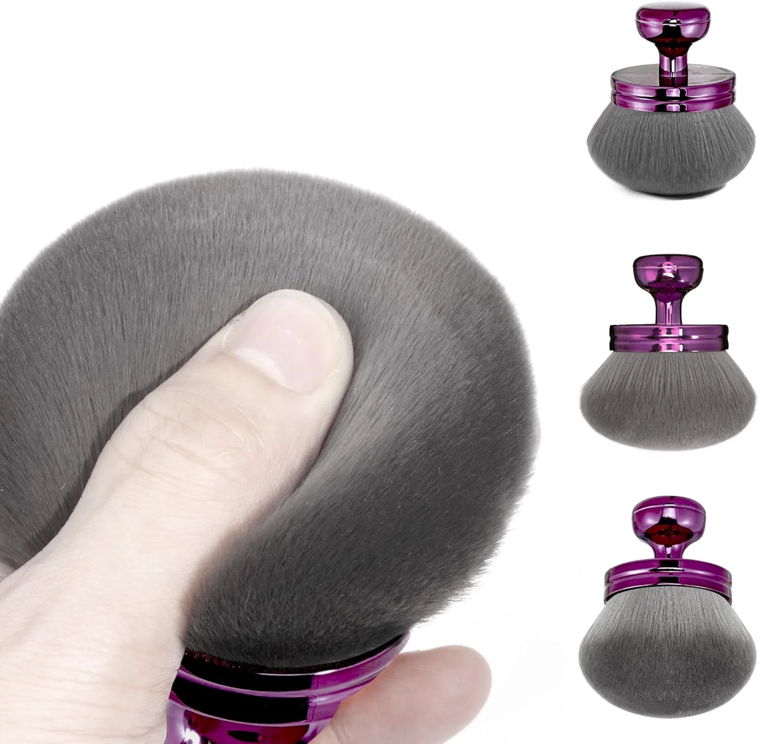 براش بزرگ آرایشی بدن، براش برنزه کننده خودکار، براش بیضی شکل برای ترکیب کردن برنزه کننده صورت، براش کابوکی سر گرد پهن 3.2 اینچی برای استفاده با کیف بند دار (بنفش) براش بزرگ آرایشی بدن، براش برنزه کننده خودکار، براش بیضی شکل برای ترکیب کردن برنزه کننده صورت، براش کابوکی سر گرد پهن 3.2 اینچی برای استفاده با کیف بند دار (بنفش)
