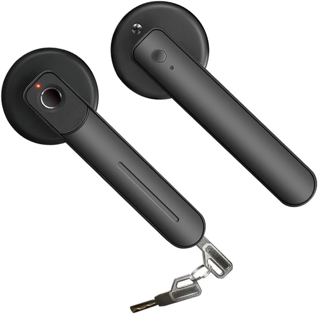 قفل درب هوشمند Hsthe Sea، قفل درب دیجیتال اثر انگشتی هوشمند، دستگیره قابل تنظیم چپ و راست برای امنیت خانه و دفتر، سیستم ورود بدون کلید