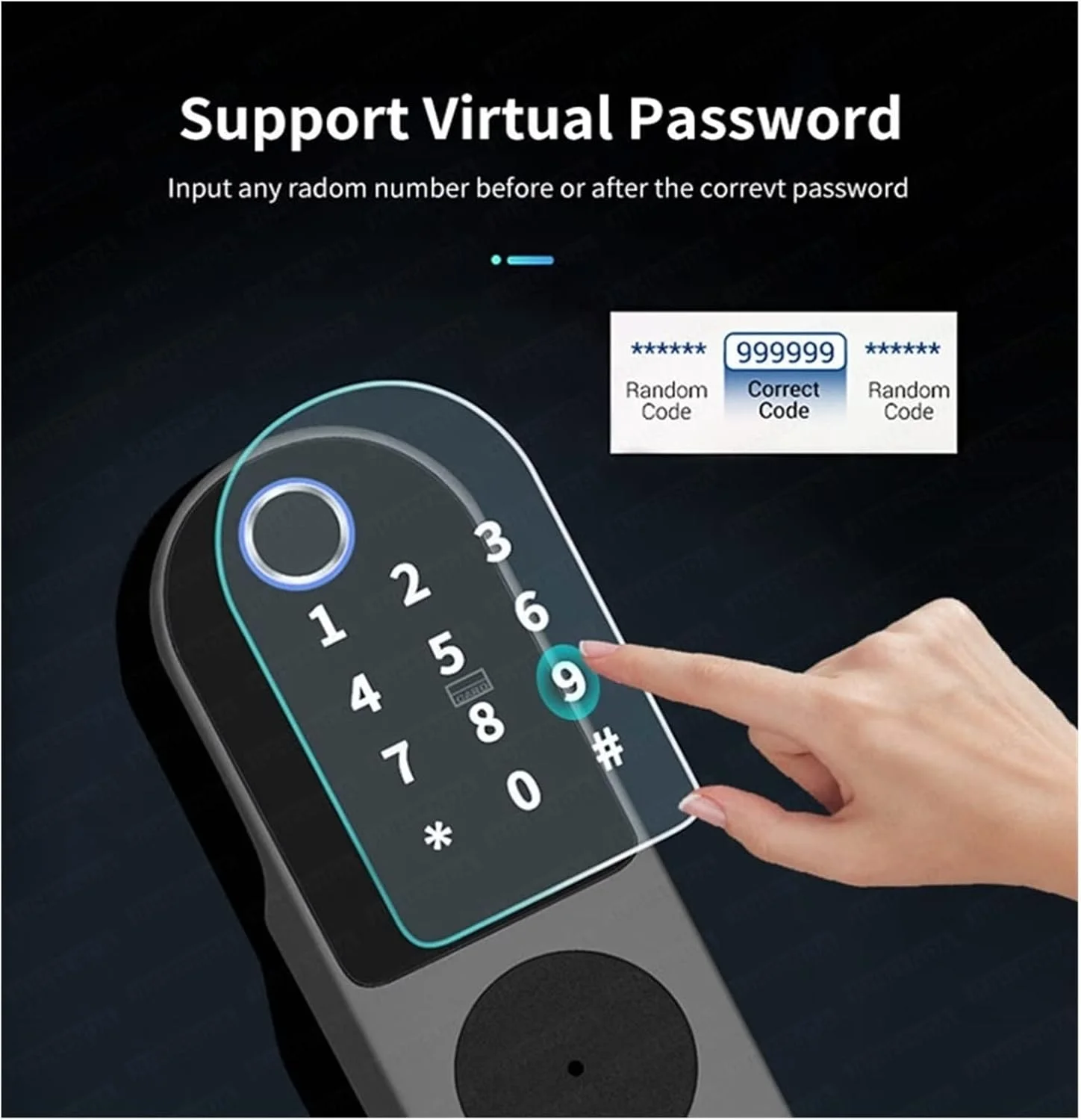 قفل درب اثر انگشتی JDIUQOP، قفل هوشمند با اپلیکیشن Tuya، قفل اثر انگشتی دو طرفه، قفل ضد آب امنیتی برای خانه، قفل دیجیتال رمز عبور RFID، قفل درب بدون کلید با دستگیره بالابر برای قفل کردن (Tuya دو طرفه)