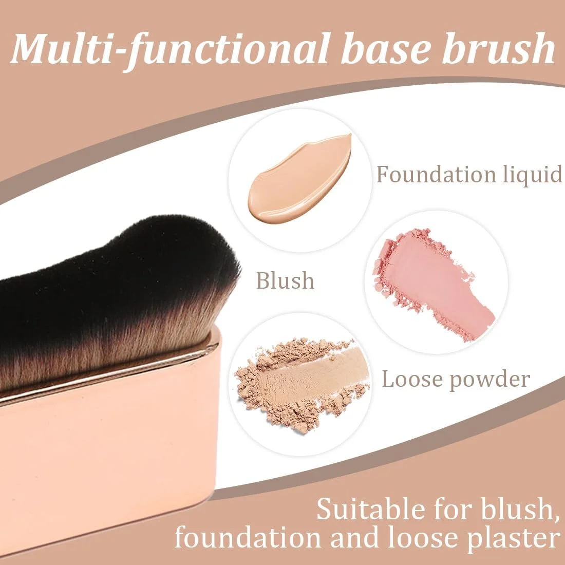 ست 2 عددی براش برنزه کننده، براش برنزه کننده خودکار، براش کابوکی، برای براش های آرایشی صورت و بدن، رزگلد