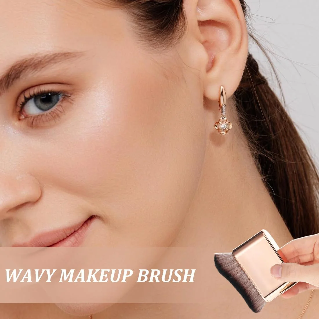 ست 2 عددی براش برنزه کننده، براش برنزه کننده خودکار، براش کابوکی، برای براش های آرایشی صورت و بدن، رزگلد