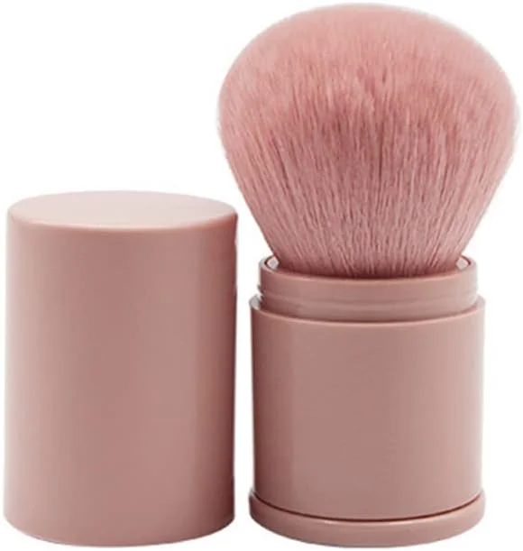 براش آرایشی کابوکی جمع شونده - براش مسافرتی کرم پودر و رژگونه برای پودر، کرم و کانتورینگ (صورتی)
