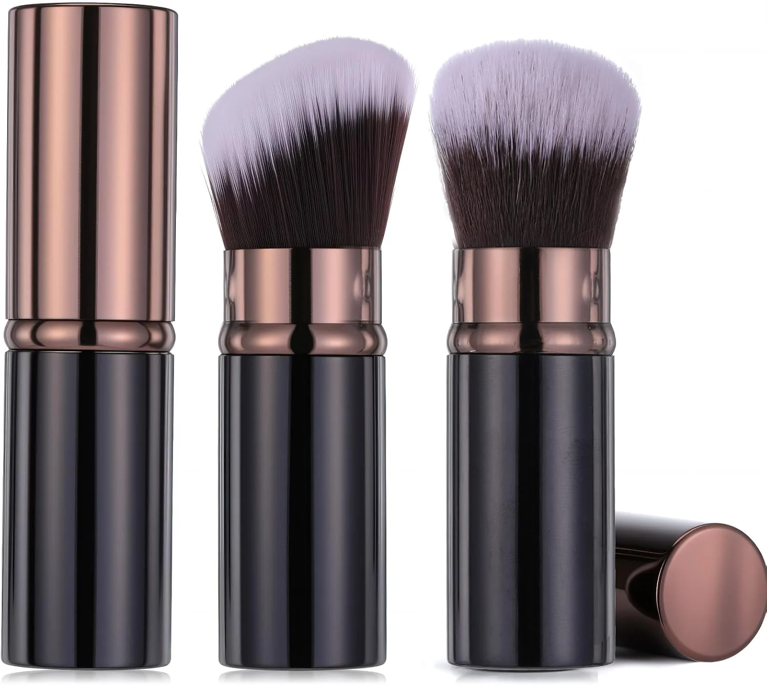 براش آرایشی جمع شونده، 2 عدد براش کرم پودر کابوکی قابل حمل، براش رژگونه مسافرتی با پوشش، ابزار آرایشی حرفه ای برای رژگونه، برنزر و پودر فیکس