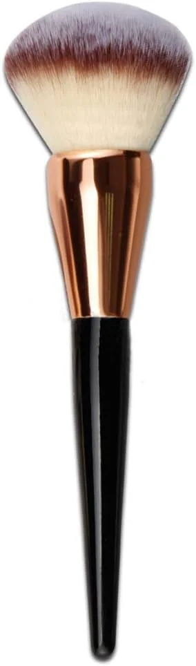 RN BEAUTY براش آرایشی، براش بزرگ پودر، براش کرم پودر، براش رژگونه، براش برنزر، براش کانتور، براش ترکیب صورت، براش پودر معدنی، براش کابوکی پوشش کامل (رز گلد/مشکی)