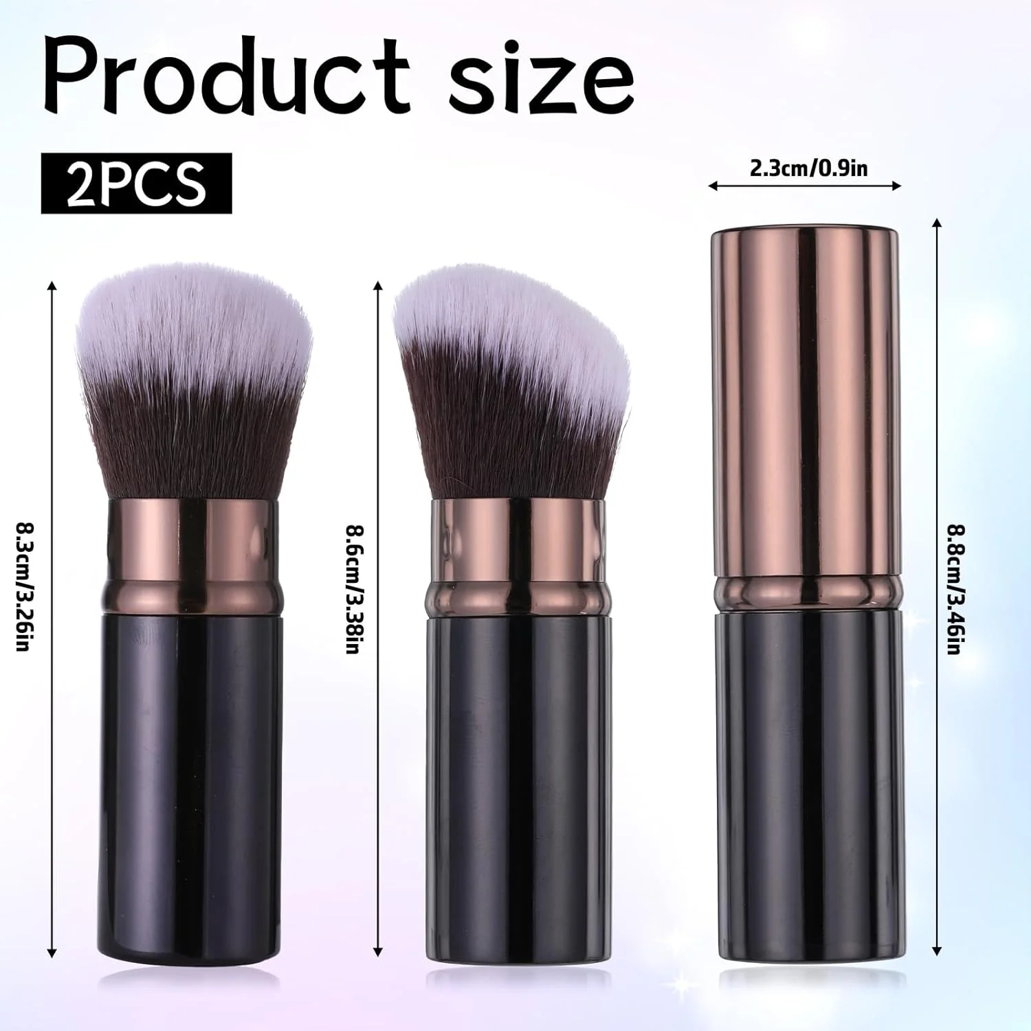 براش آرایشی جمع شونده، 2 عدد براش کرم پودر کابوکی قابل حمل، براش رژگونه مسافرتی با پوشش، ابزار آرایشی حرفه ای برای رژگونه، برنزر و پودر فیکس