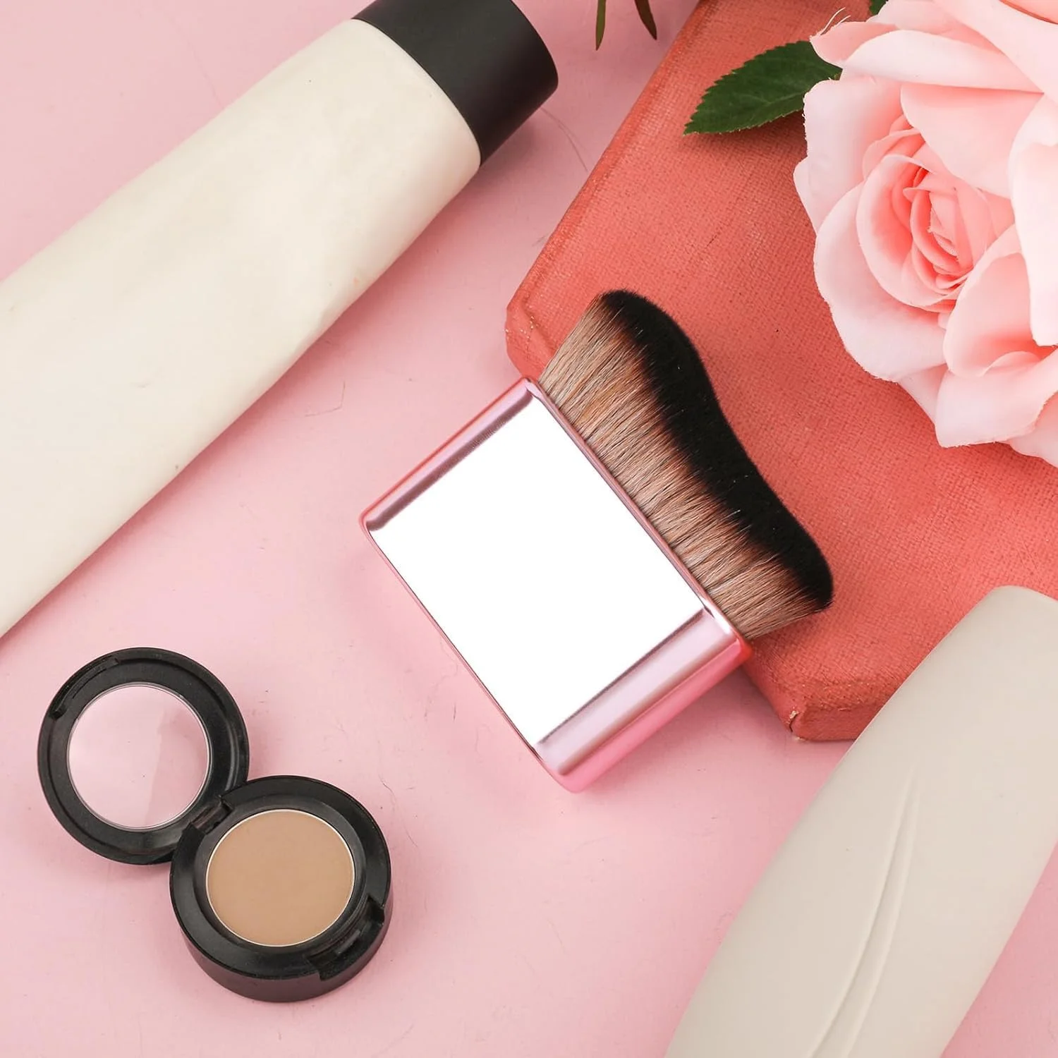 برس برنزه کننده رزوجادگ صورتی رز، برس اپلیکاتور برنزه کننده خودکار، برس های آرایشی بدن فونداسیون، برس برنزه کننده خودکار برای اسپری صورت کابوکی، صورت