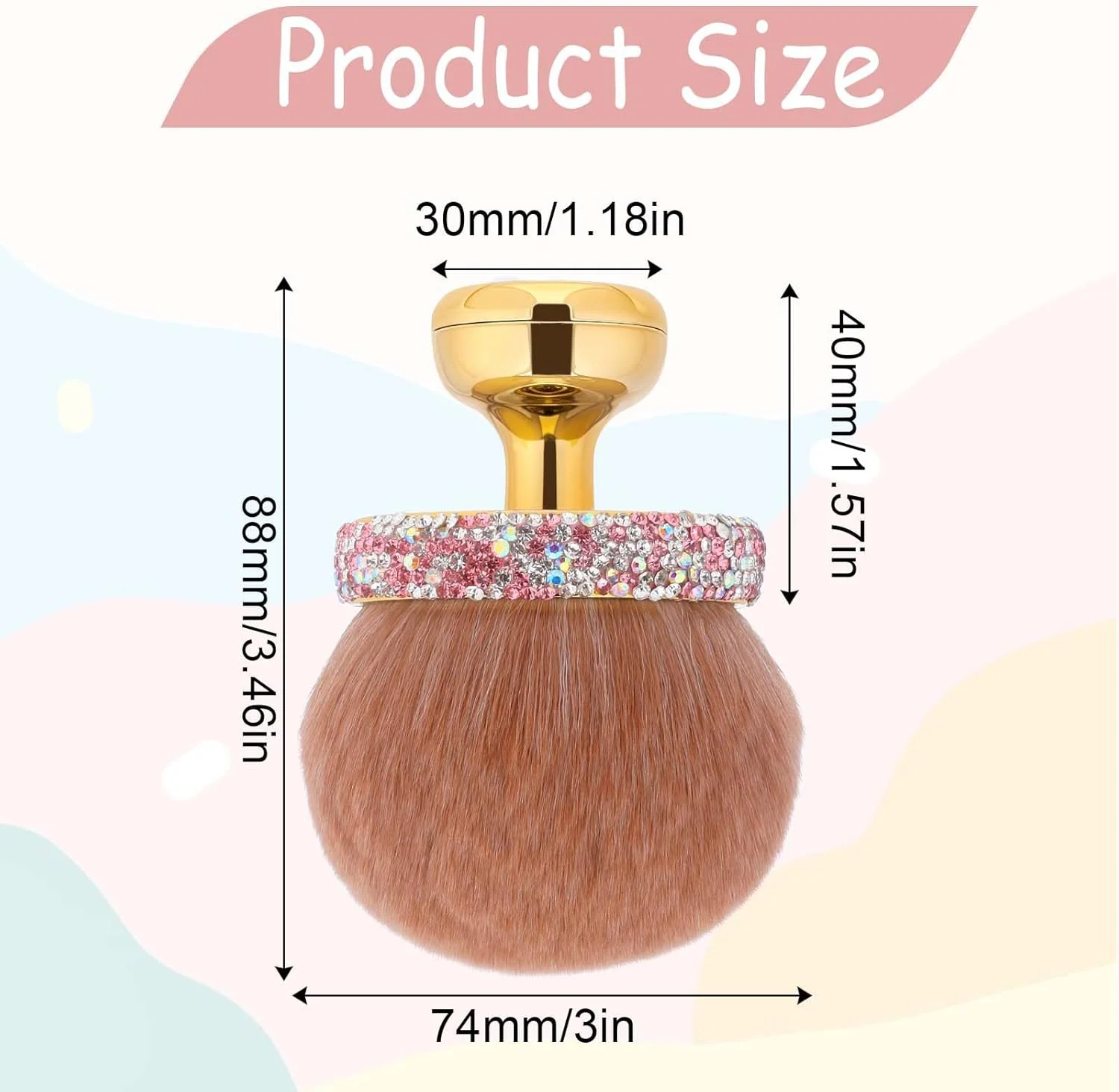 براش آرایشی بزرگ Qianyu برای برنزه کننده ها، ترکیب کردن، برنزه کننده خودکار، براش آرایشی بیضی شکل برای پشت و صورت، استفاده بی عیب و نقص بدون رگه، براش کابوکی، اپلیکاتور نگین دار با کیف بند دار