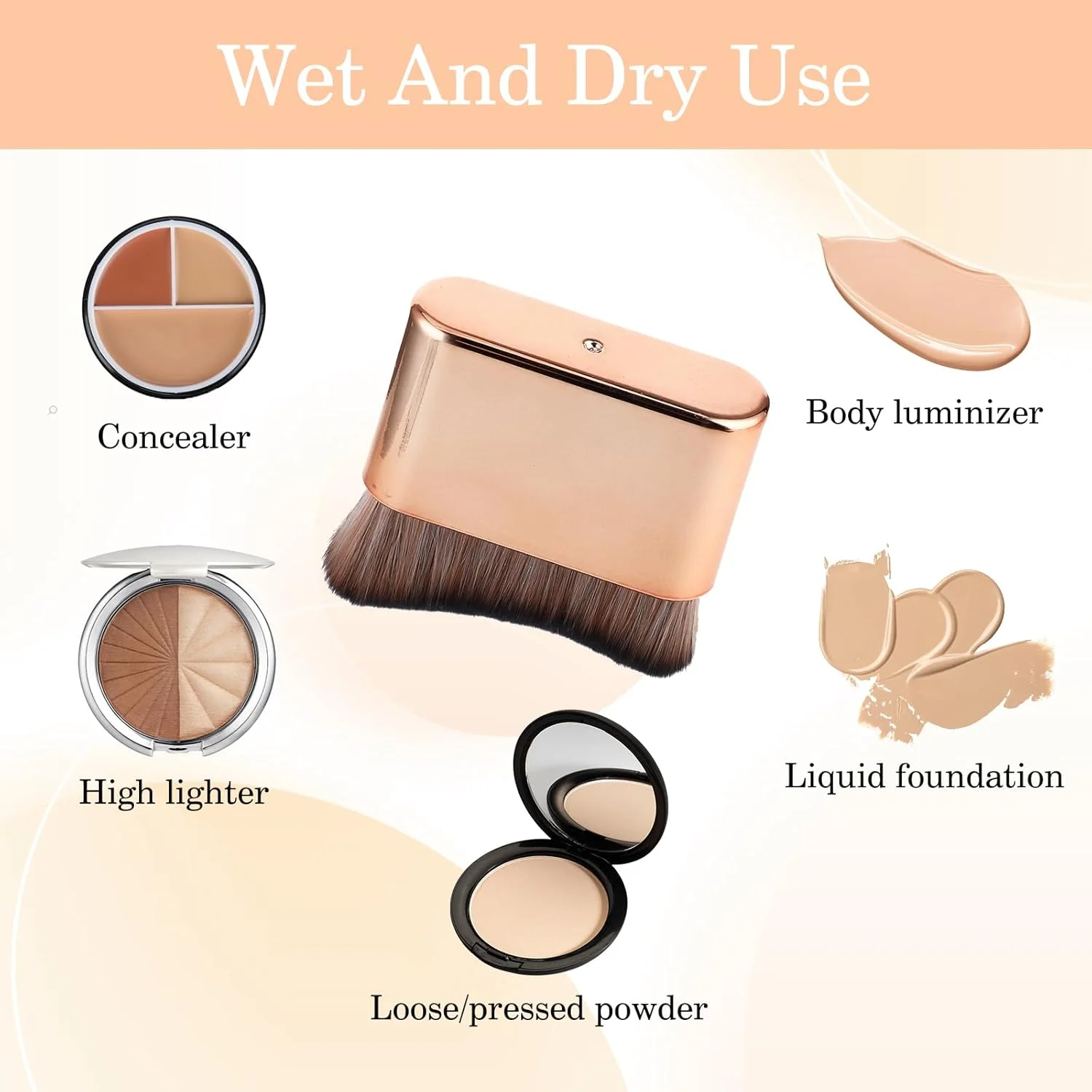 برس برنزه کننده Qianyu، برس کابوکی بزرگ تخت، برس برنزه کننده، برس کرم پودر، برس چند منظوره بدن، برس آرایش صورت، برس پودر، برس رژگونه با موهای نرم