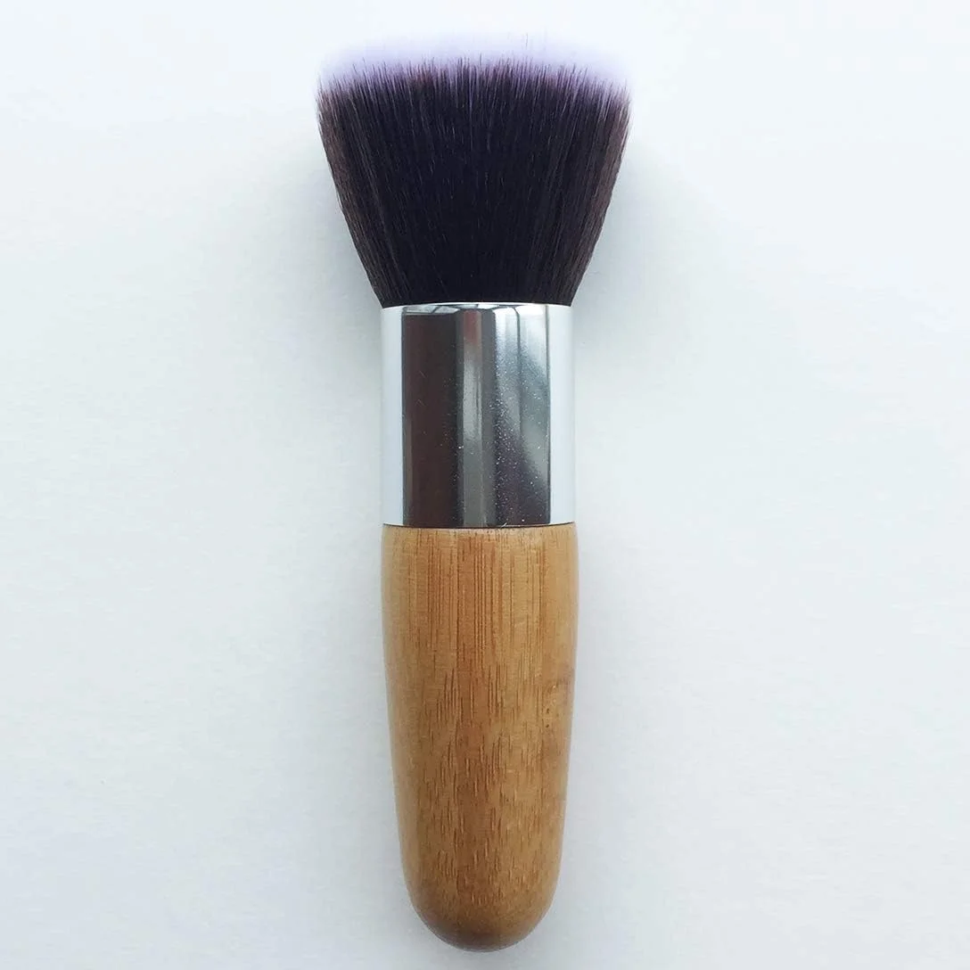 ست براش آرایشی رآزانا 2 عددی، شامل براش پودر و کرم پودر، براش ترکیبی صورت برای کرم مایع، مواد معدنی، براش کابوکی نرم با الیاف مصنوعی و دسته بامبو (سر تخت)