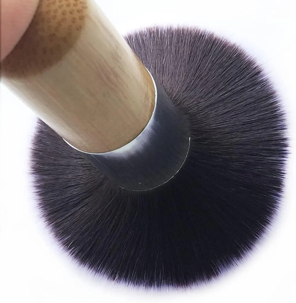 ست براش آرایشی رآزانا 2 عددی، شامل براش پودر و کرم پودر، براش ترکیبی صورت برای کرم مایع، مواد معدنی، براش کابوکی نرم با الیاف مصنوعی و دسته بامبو (سر تخت)