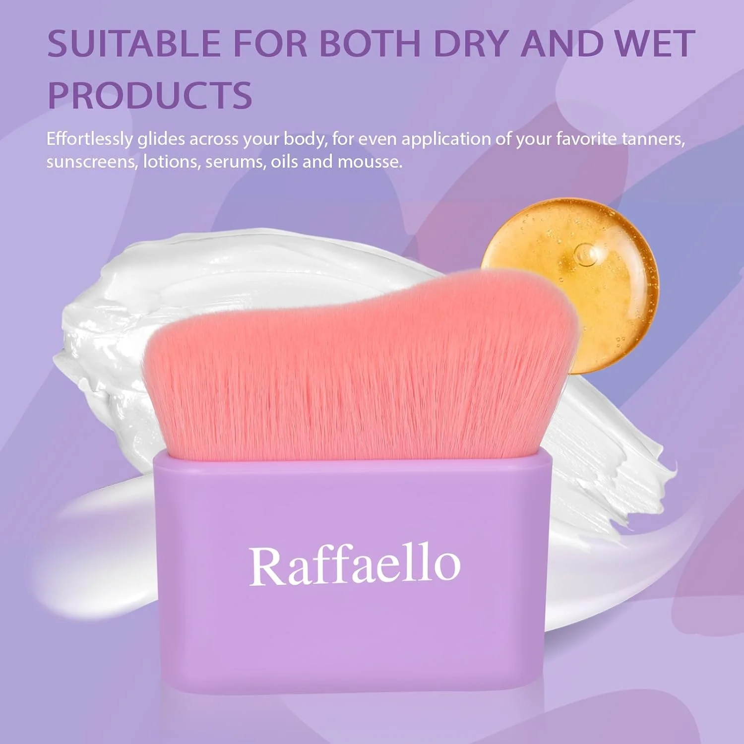 برس برنزه کننده خودکار Raffaello برای بدن و صورت، برس ترکیبی کابوکی برای موس برنزه کننده، برس بی عیب و نقص برای کرم پودر و برنزر، موهای نرم وگان برای استفاده صاف و بدون رگه