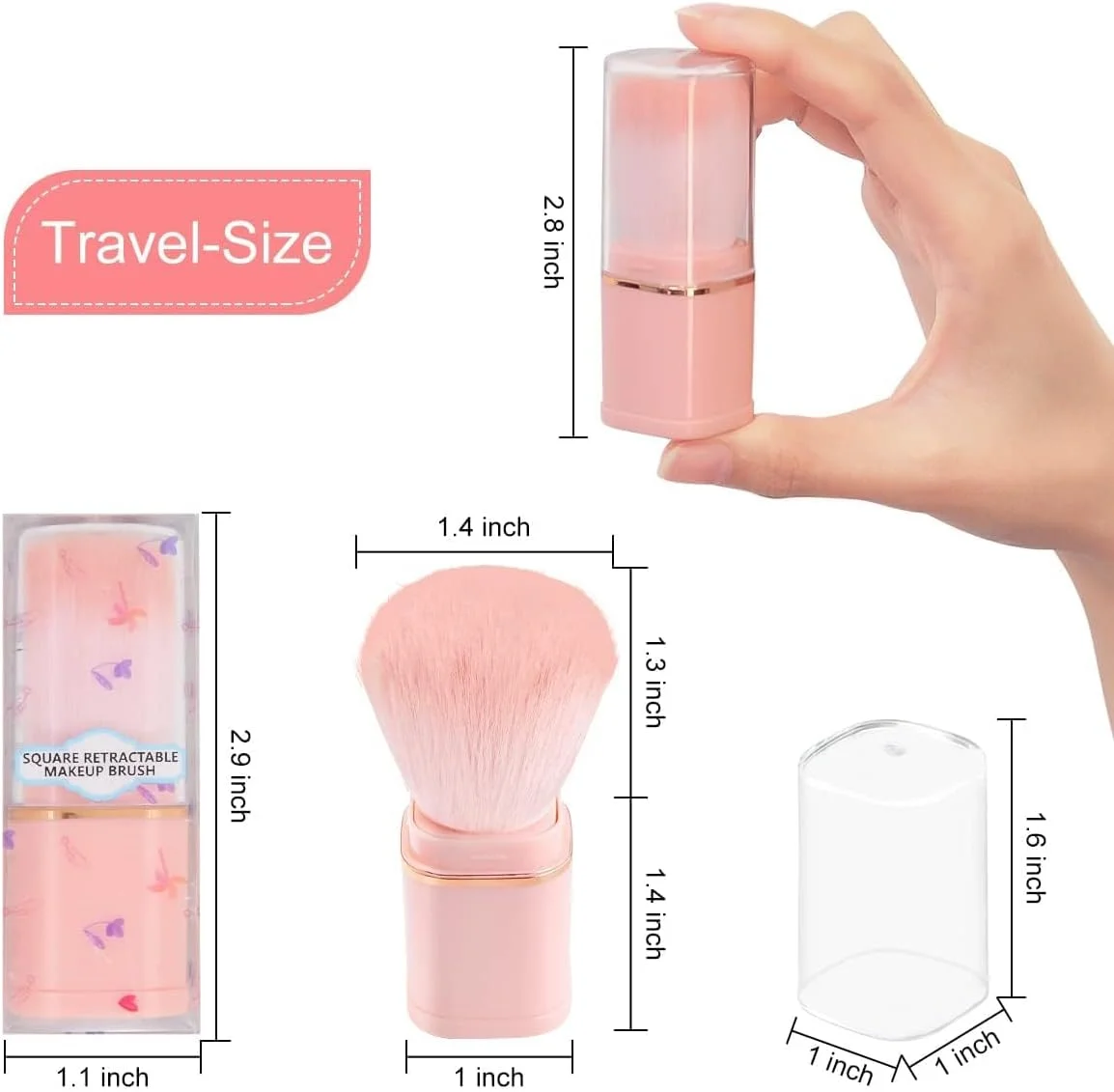 براش آرایشی تکی قابل حمل و جمع شونده، براش کابوکی جمع شونده، براش قابل حمل پودر، کرم پودر و ضد آفتاب، مناسب برای رژگونه، برنزر، براش آرایشی صورت مسافرتی