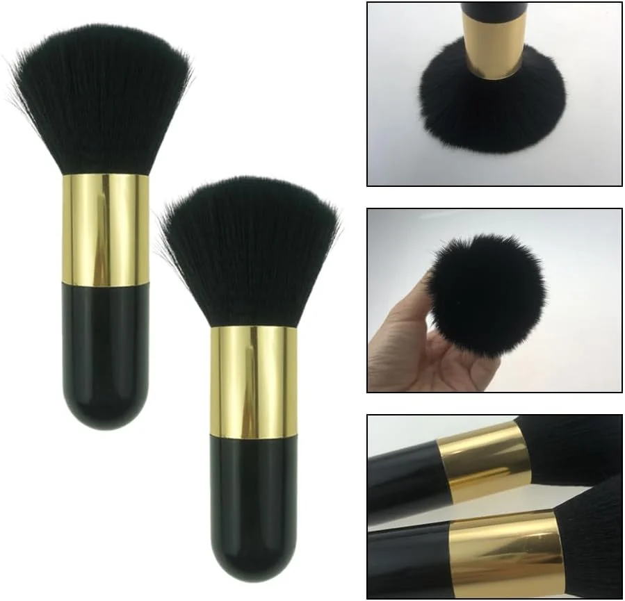 ست برس آرایشی پودری 2 عددی، ست برس آرایشی کابوکی، برس های پودری بزرگ با حلقه طلایی، برس رژگونه، برس بزرگ تکی برای ترکیب آرایش (مشکی) ست برس آرایشی پودری 2 عددی، ست برس آرایشی کابوکی، برس های پودری بزرگ با حلقه طلایی، برس رژگونه، برس بزرگ تکی برای ترکیب آرایش (مشکی)