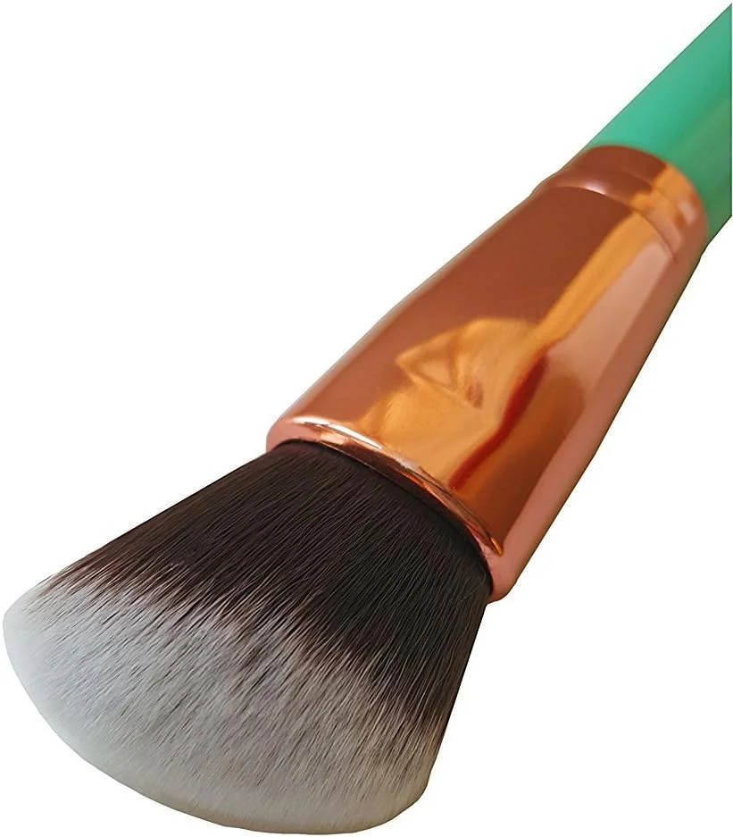 براش رژگونه و برنزر رز گلدن Mypreface - براش آرایشی زاویه دار کابوکی: براش کرم پودر عالی برای کانتورینگ و هایلایت صورت با کرم ها و پودرها (آبی)