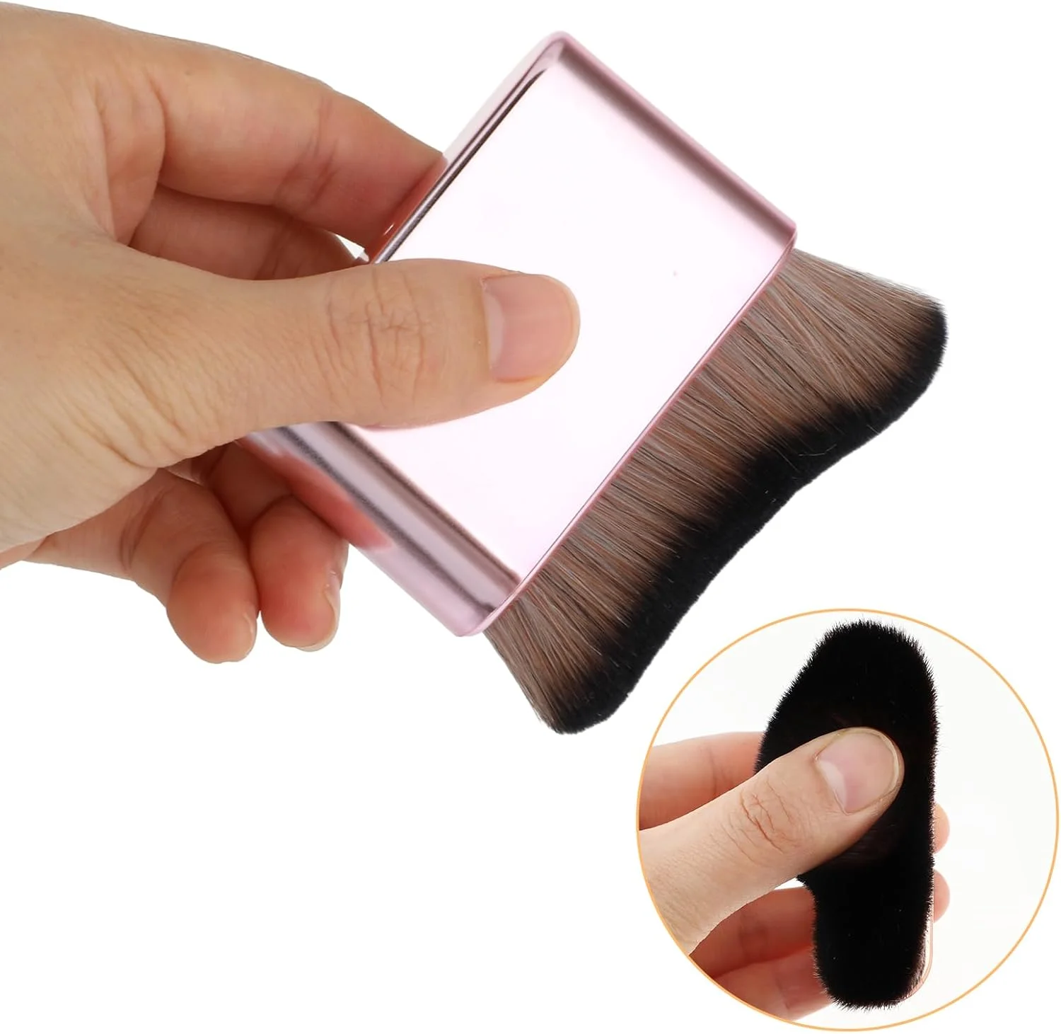 براش برنزه کننده اوسیس گالور، براش بزرگ کابوکی برای بدن، براش های آرایشی برنزه کننده بدون آفتاب، براش آرایشی صورت برای کرم پودر، رژگونه، سایه، برنزر (صورتی رزگلد)