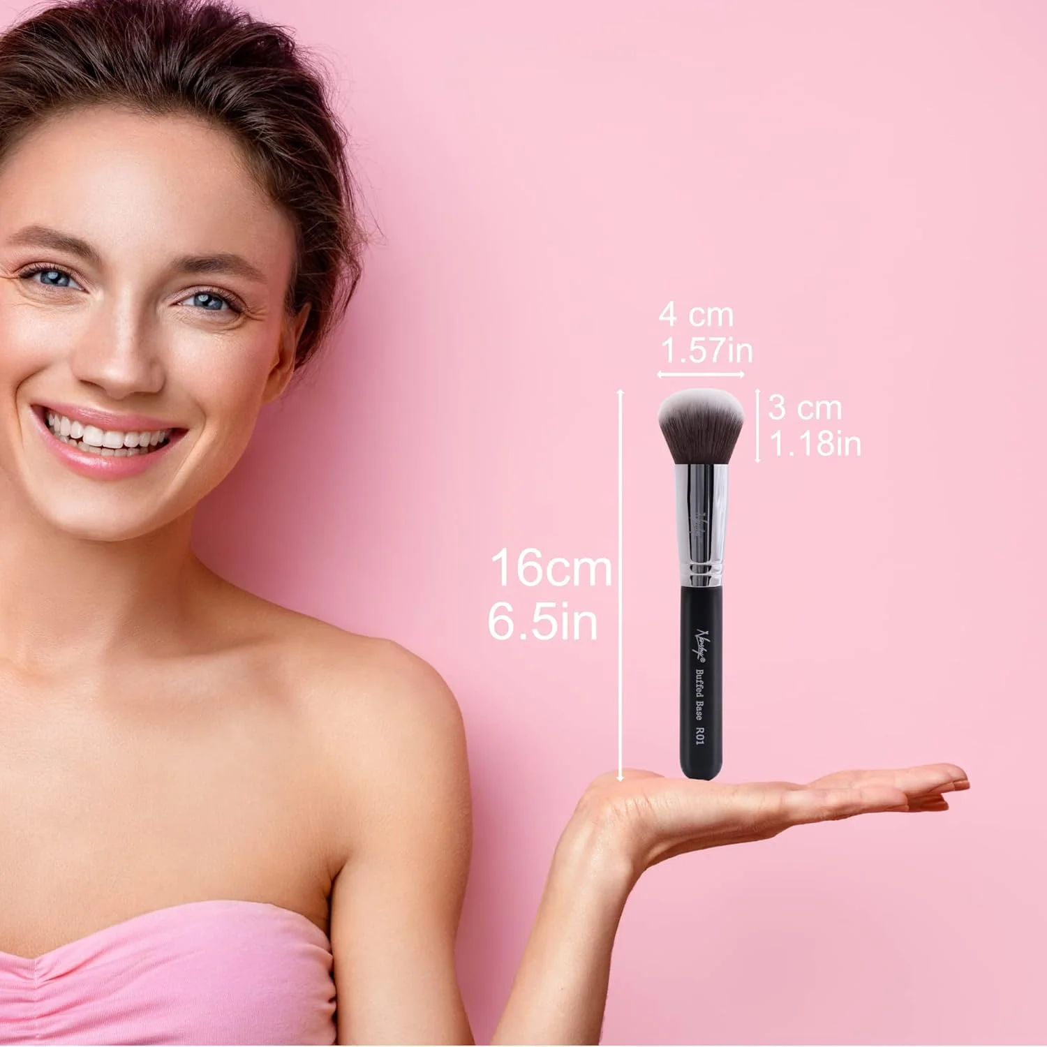 براش آرایشی کابوکی گرد نانسی - مناسب برای ترکیب و استفاده از پودر معدنی - مشکی اونیکس