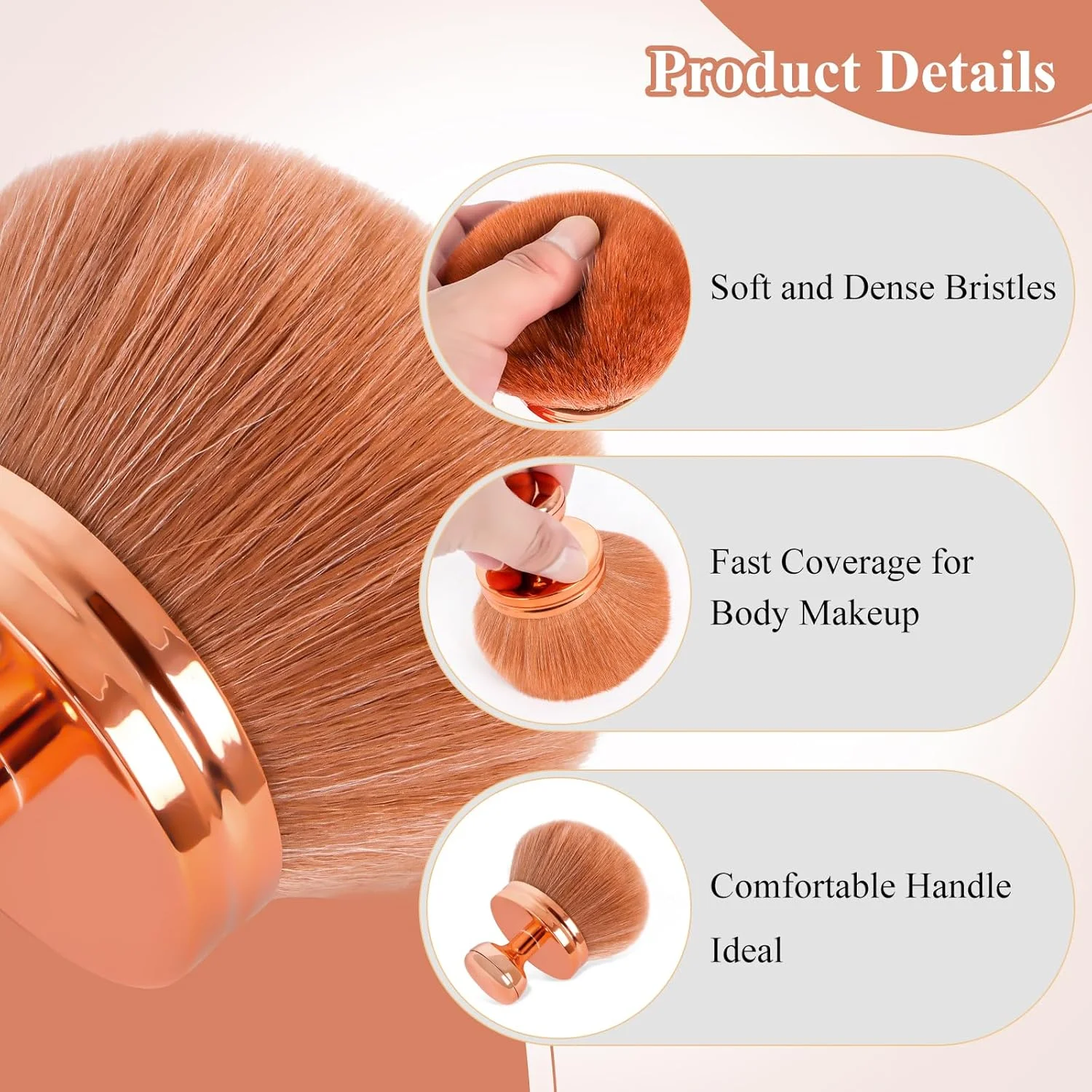 براش آرایشی بزرگ بدن برای صورت و پا، براش کابوکی با سر براش بیضی شکل، براش برنزه کننده خودکار برای آرایش بدن، برنزر، اپلیکاتور ضد آفتاب (رزگلد - 1 عدد) براش آرایشی بزرگ بدن برای صورت و پا، براش کابوکی با سر براش بیضی شکل، براش برنزه کننده خودکار برای آرایش بدن، برنزر، اپلیکاتور ضد آفتاب (رزگلد - 1 عدد)