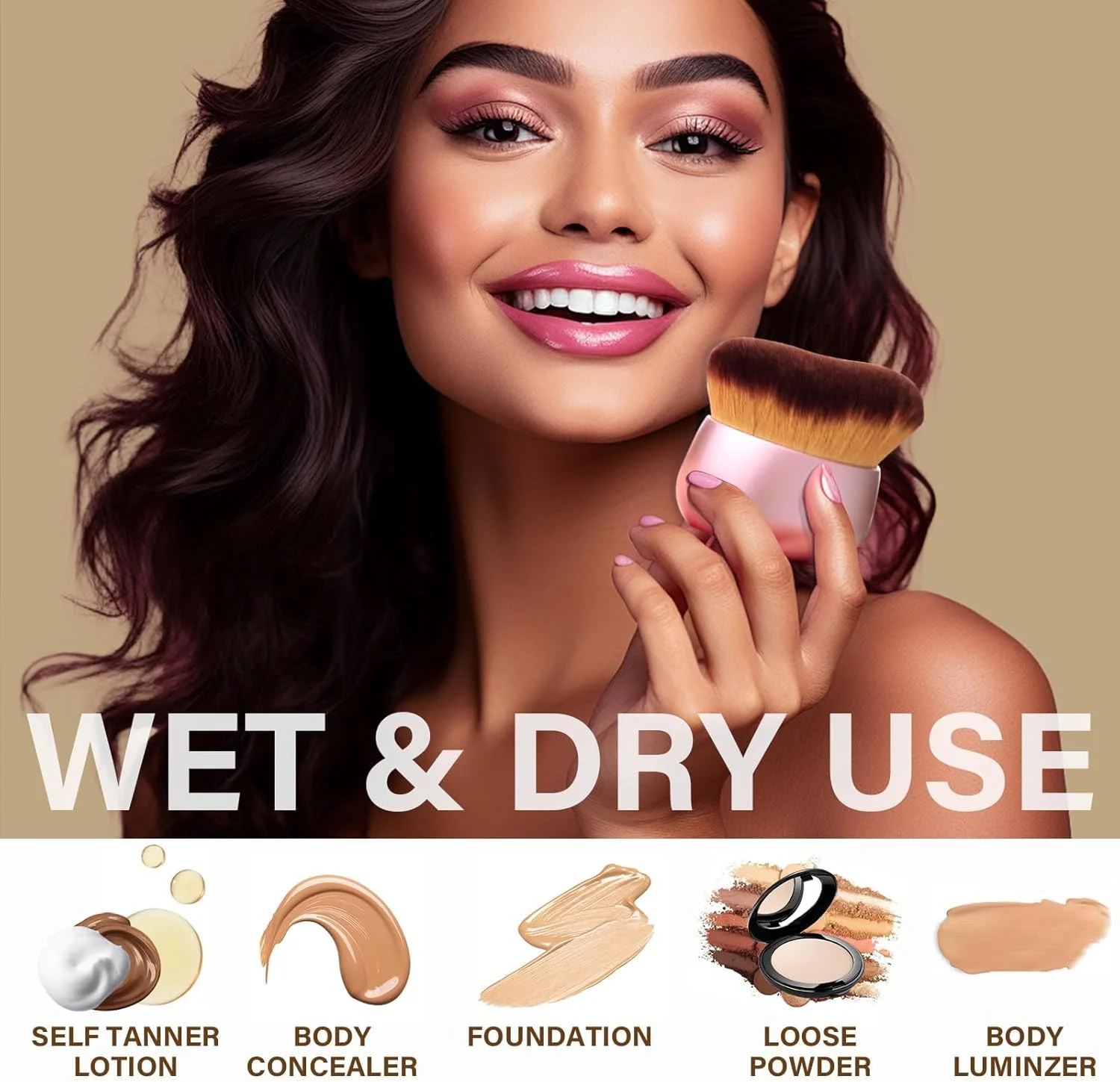 براش آرایشی بزرگ بدنه برای برنزه کننده خودکار، آرایش پا و ترکیب برنزر، براش کابوکی با سر پهن 75 میلی متری، کاربرد یکنواخت تر و زیباتری را ارائه می دهد، براش آرایشی صورت و پشت بیضی شکل، استفاده مرطوب و خشک - رزگلد صورتی براش آرایشی بزرگ بدنه برای برنزه کننده خودکار، آرایش پا و ترکیب برنزر، براش کابوکی با سر پهن 75 میلی متری، کاربرد یکنواخت تر و زیباتری را ارائه می دهد، براش آرایشی صورت و پشت بیضی شکل، استفاده مرطوب و خشک - رزگلد صورتی