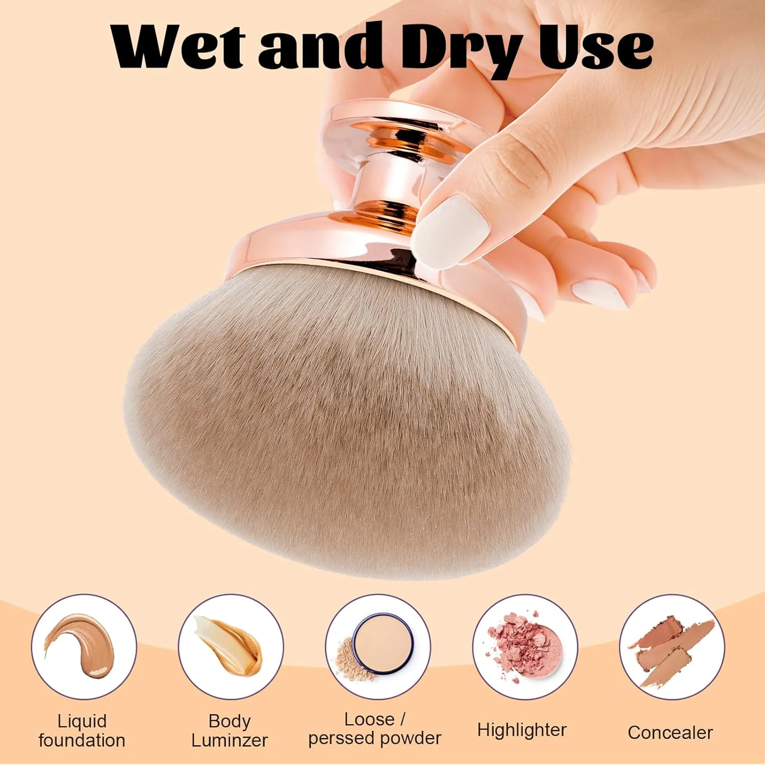 براش آرایشی بزرگ بدنه Blend & Blur برای برنزه کننده خودکار، آرایش پا و برنزر، براش کابوکی سر گرد پهن 90 میلی متری برای استفاده با کیف بند دار (رزگلد) براش آرایشی بزرگ بدنه Blend & Blur برای برنزه کننده خودکار، آرایش پا و برنزر، براش کابوکی سر گرد پهن 90 میلی متری برای استفاده با کیف بند دار (رزگلد)