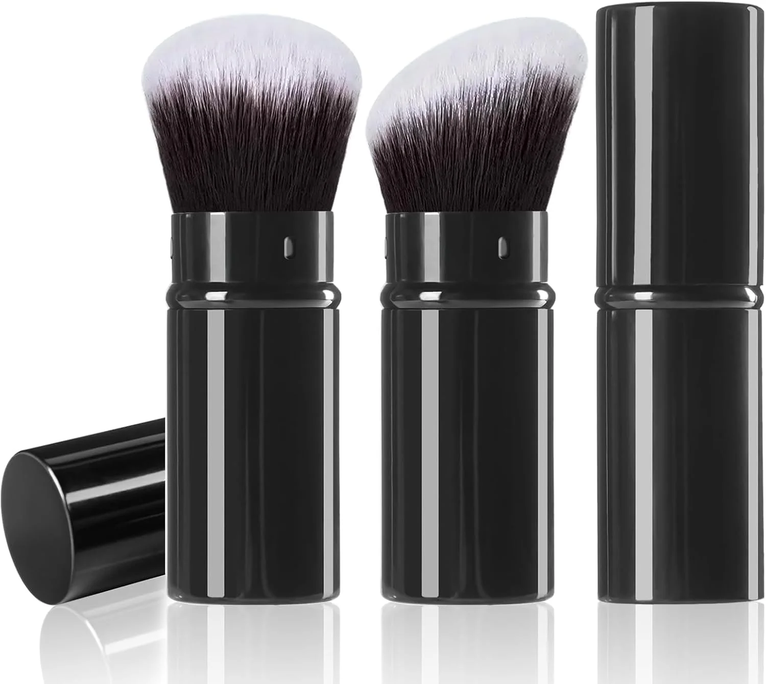 براش آرایشی جمع شونده Keriloo، بسته 2 عددی براش مسافرتی کابوکی برای پودر، کرم پودر، رژگونه، براش صورت برای ترکیب مایع، رژگونه، برنزر، پولیش، ضد آفتاب، لوازم آرایشی بی عیب و نقص