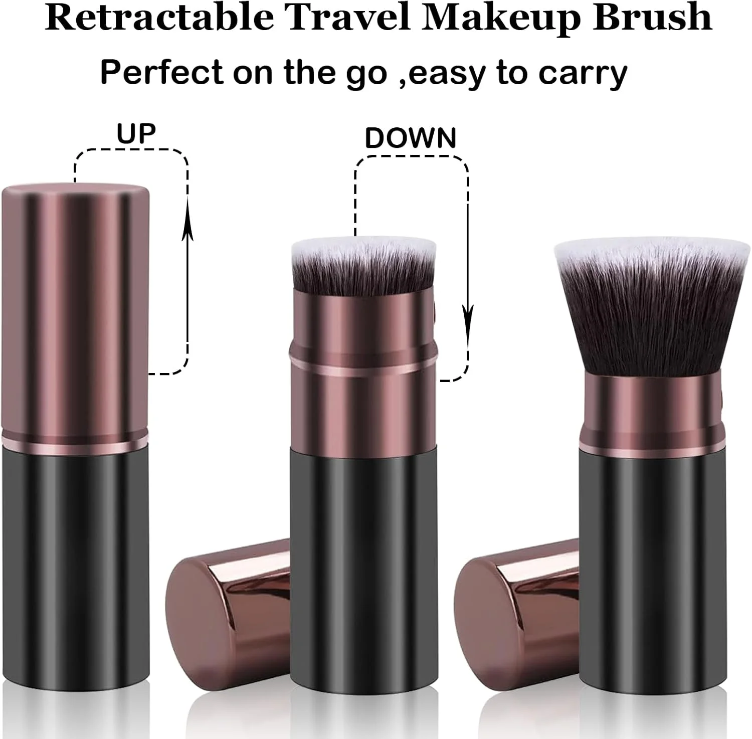 براش های آرایشی Keriloo، ست 2 عددی براش های کابوکی رژگونه مسافرتی جمع شونده، براش های کرم پودر صورت برای ترکیب مایع، رژگونه، برنزر، پولیش، ضد آفتاب، لوازم آرایشی بی عیب و نقص