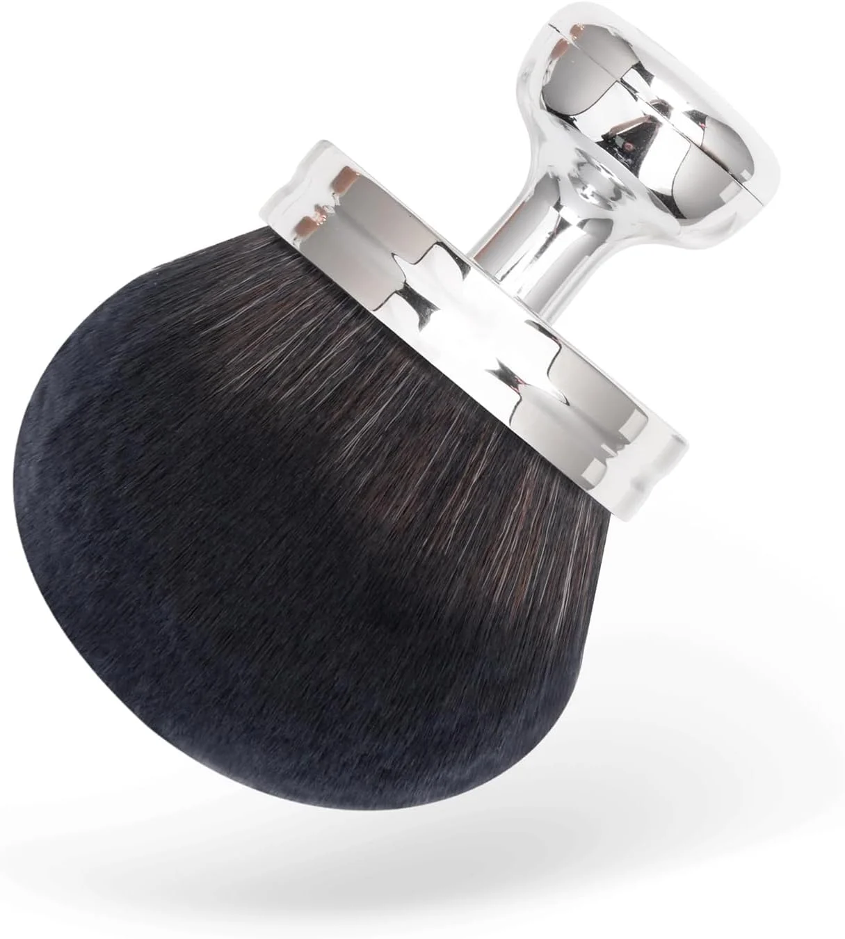 براش بزرگ آرایشی بدن Hebterrka Blend & Blur برای برنزه کننده، آرایش پا و برنزر - اپلیکاتور پشت برای برنزه کردن، براش کابوکی پهن 3 اینچی (نقره ای)
