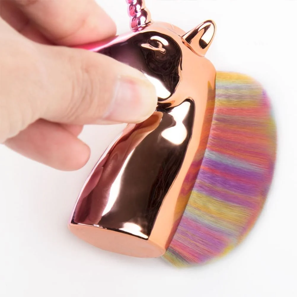 FRCOLOR براش آرایشی رنگین کمانی، براش آرایشی با دسته رزگلد، موهای مصنوعی نرم، مناسب آرایش و گردگیری ناخن، طراحی منحصر به فرد برای دختران و زنان FRCOLOR براش آرایشی رنگین کمانی، براش آرایشی با دسته رزگلد، موهای مصنوعی نرم، مناسب آرایش و گردگیری ناخن، طراحی منحصر به فرد برای دختران و زنان