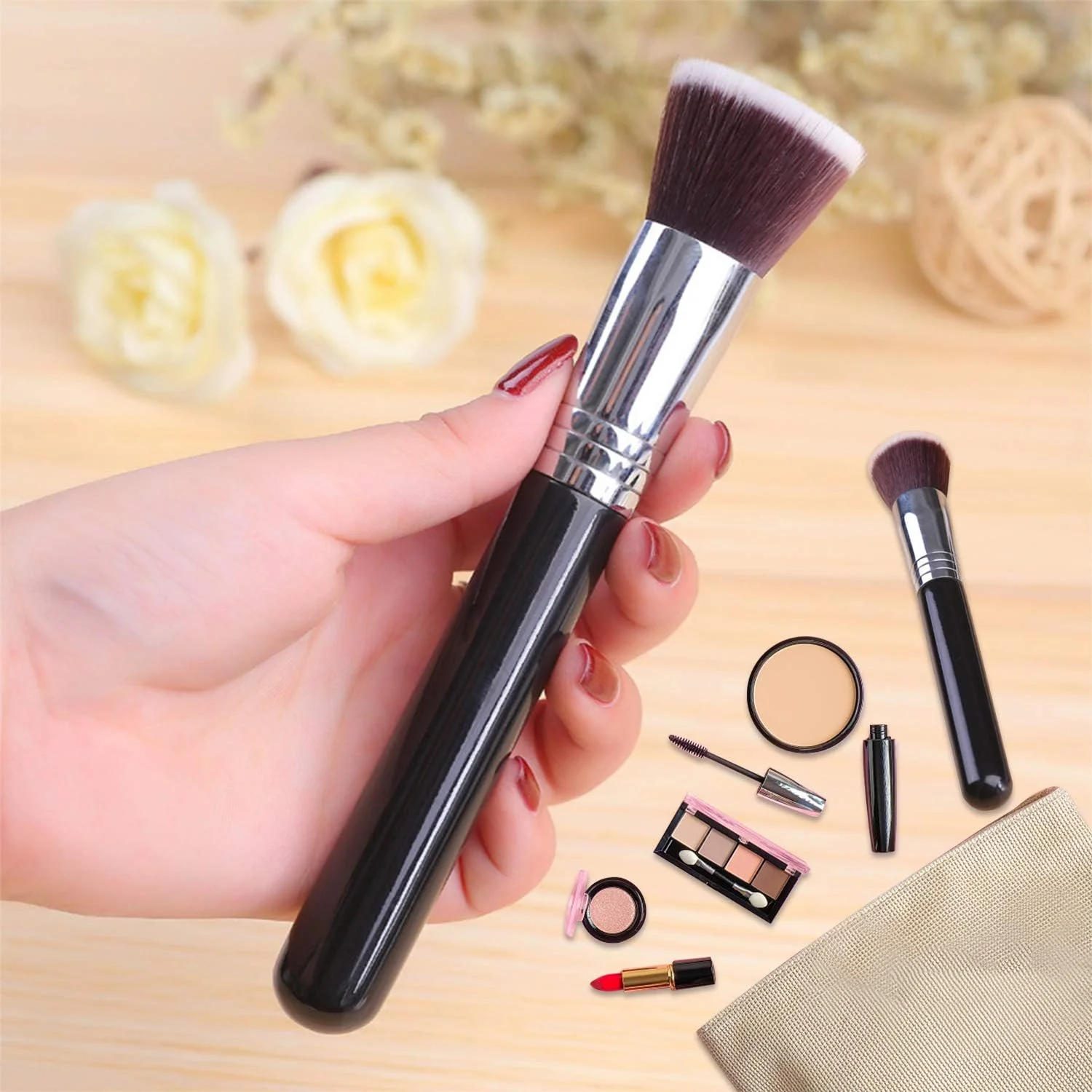 براش آرایشی کرم پودر BAODANLE، براش های آرایشی کابوکی سر تخت، ایده آل برای ترکیب مایع، استفاده برای کانسیلر، پودر، کرم یا لوازم آرایشی پودری بی عیب و نقص براش آرایشی کرم پودر BAODANLE، براش های آرایشی کابوکی سر تخت، ایده آل برای ترکیب مایع، استفاده برای کانسیلر، پودر، کرم یا لوازم آرایشی پودری بی عیب و نقص