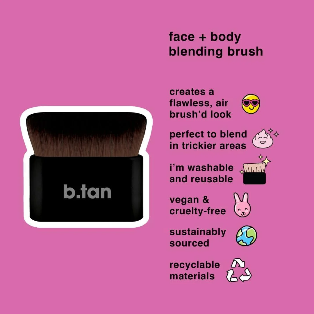 b.tan براش ترکیب صورت و بدن | Air Brush'd - براش اپلیکاتور برنزه کننده برای یک استفاده بی عیب و نقص و بدون رگه، براش کابوکی برای برنزه کننده، آرایش، کرم پودر و کانتور b.tan براش ترکیب صورت و بدن | Air Brush'd - براش اپلیکاتور برنزه کننده برای یک استفاده بی عیب و نقص و بدون رگه، براش کابوکی برای برنزه کننده، آرایش، کرم پودر و کانتور