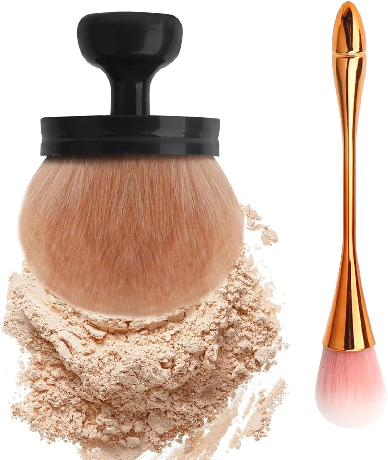 برس بزرگ برنزه کننده بدن APOMOONS، برس آرایشی کابوکی، برس آرایش، کانسیلر فونداسیون، با برس پودر شل، اپلیکاتور محافظ آفتاب سر پهن بیضی شکل برای رژگونه، صورت، پاها برس بزرگ برنزه کننده بدن APOMOONS، برس آرایشی کابوکی، برس آرایش، کانسیلر فونداسیون، با برس پودر شل، اپلیکاتور محافظ آفتاب سر پهن بیضی شکل برای رژگونه، صورت، پاها